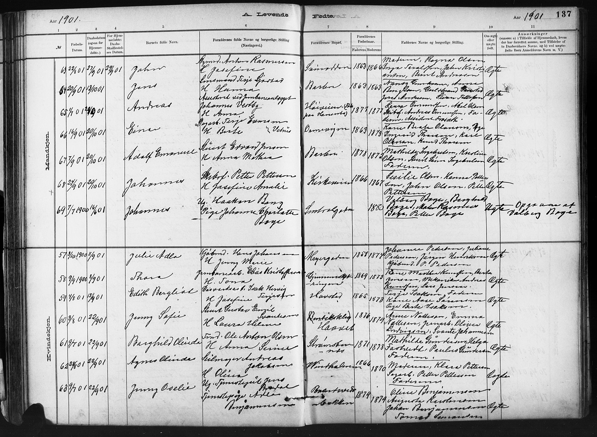 Barbu sokneprestkontor, AV/SAK-1111-0003/F/Fb/L0002: Klokkerbok nr. B 2, 1890-1922, s. 137