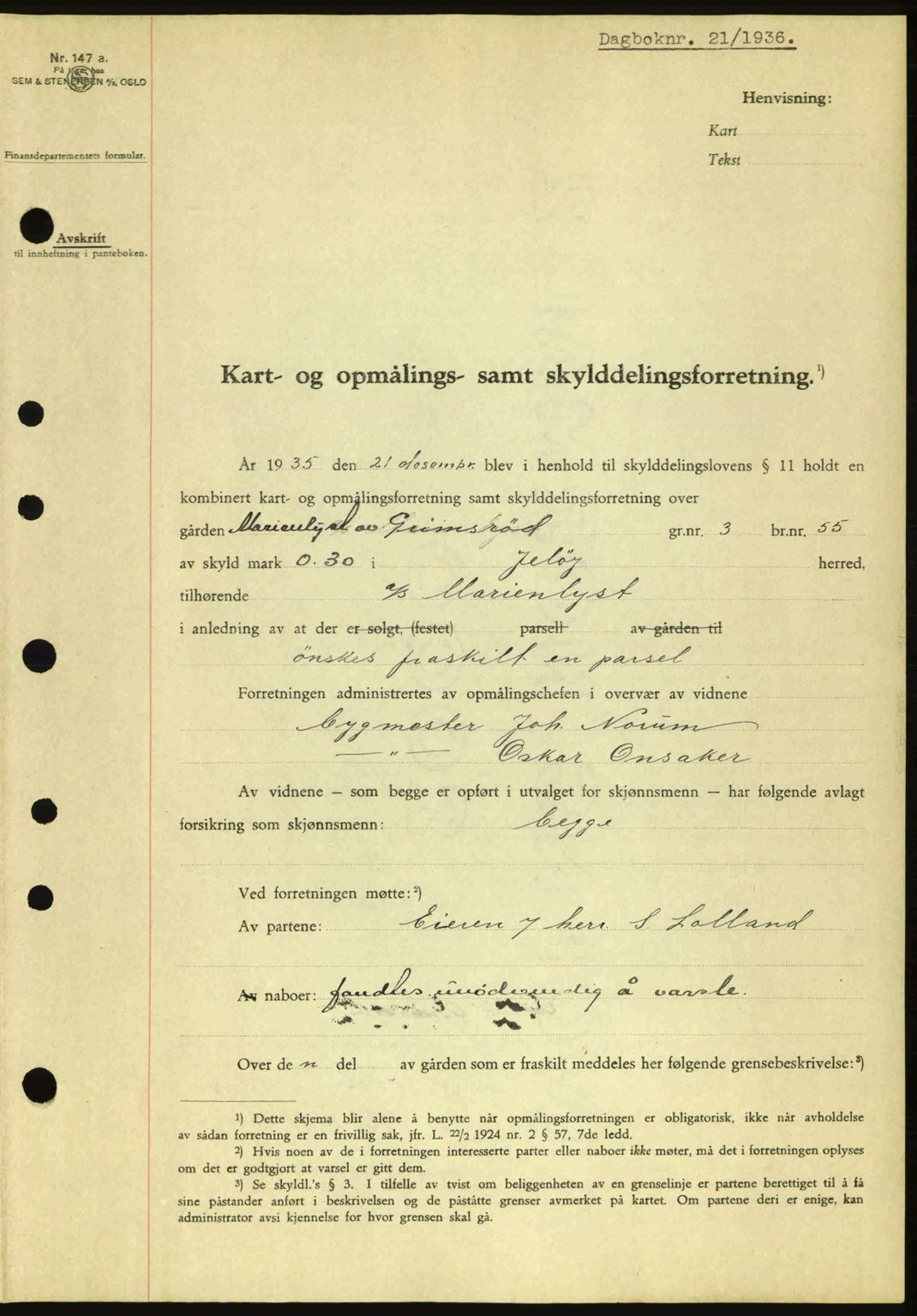 Moss sorenskriveri, SAO/A-10168: Pantebok nr. A1, 1936-1936, Dagboknr: 21/1936