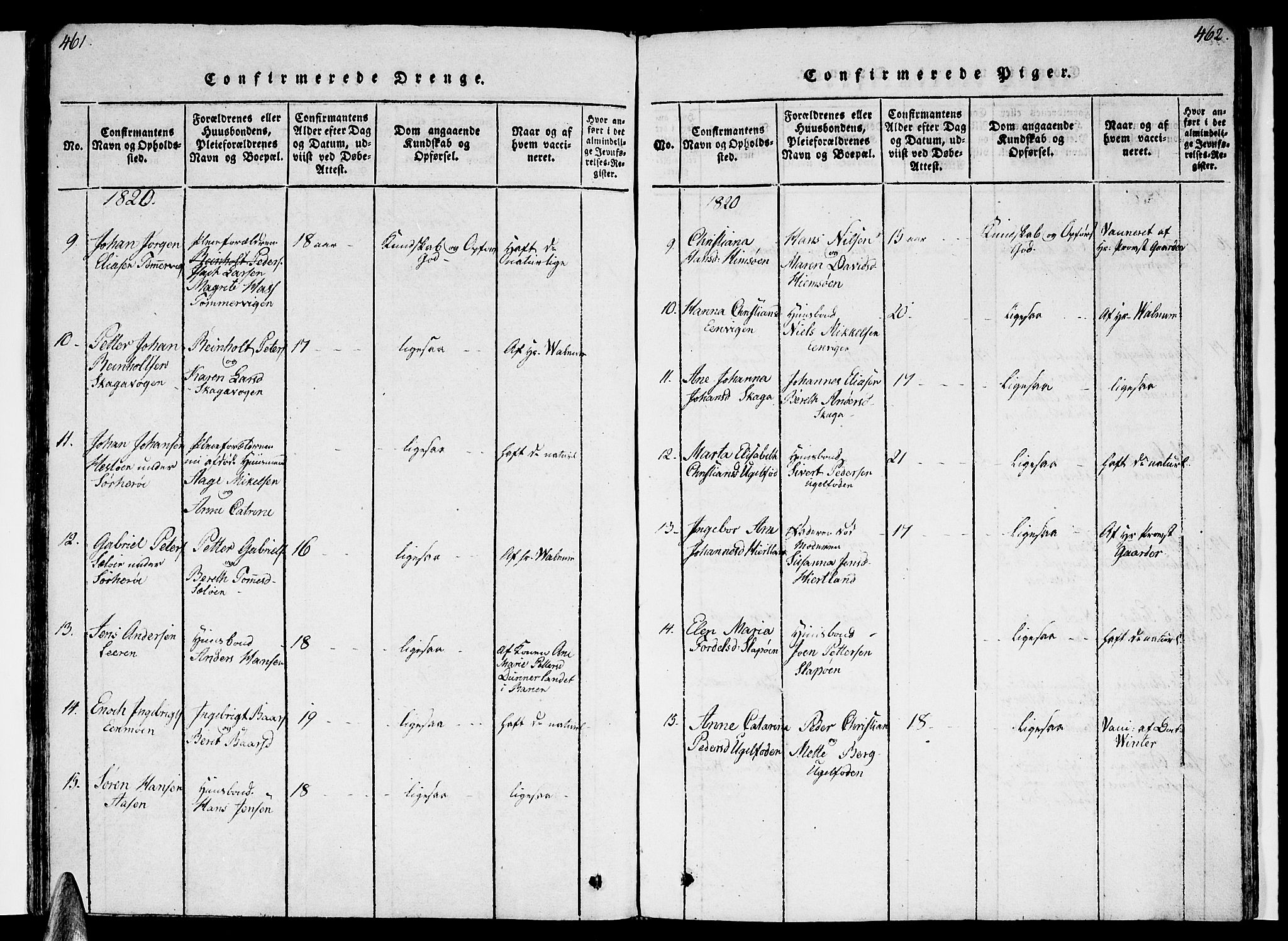 Ministerialprotokoller, klokkerbøker og fødselsregistre - Nordland, AV/SAT-A-1459/830/L0445: Ministerialbok nr. 830A09, 1820-1830, s. 461-462