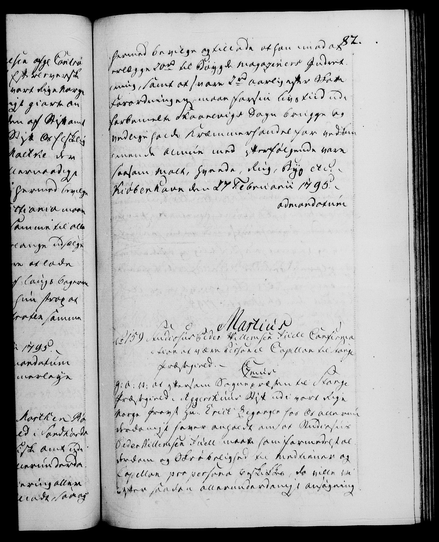 Danske Kanselli 1572-1799, RA/EA-3023/F/Fc/Fca/Fcaa/L0056: Norske registre, 1795-1796, s. 82a