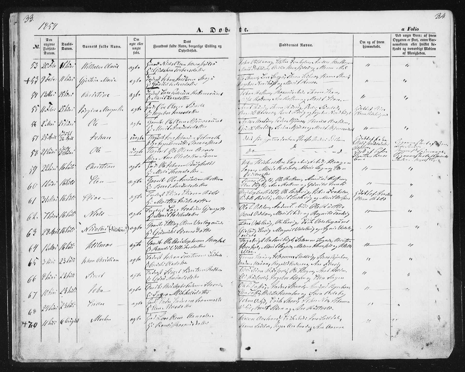 Ministerialprotokoller, klokkerbøker og fødselsregistre - Sør-Trøndelag, AV/SAT-A-1456/630/L0494: Ministerialbok nr. 630A07, 1852-1868, s. 33-34