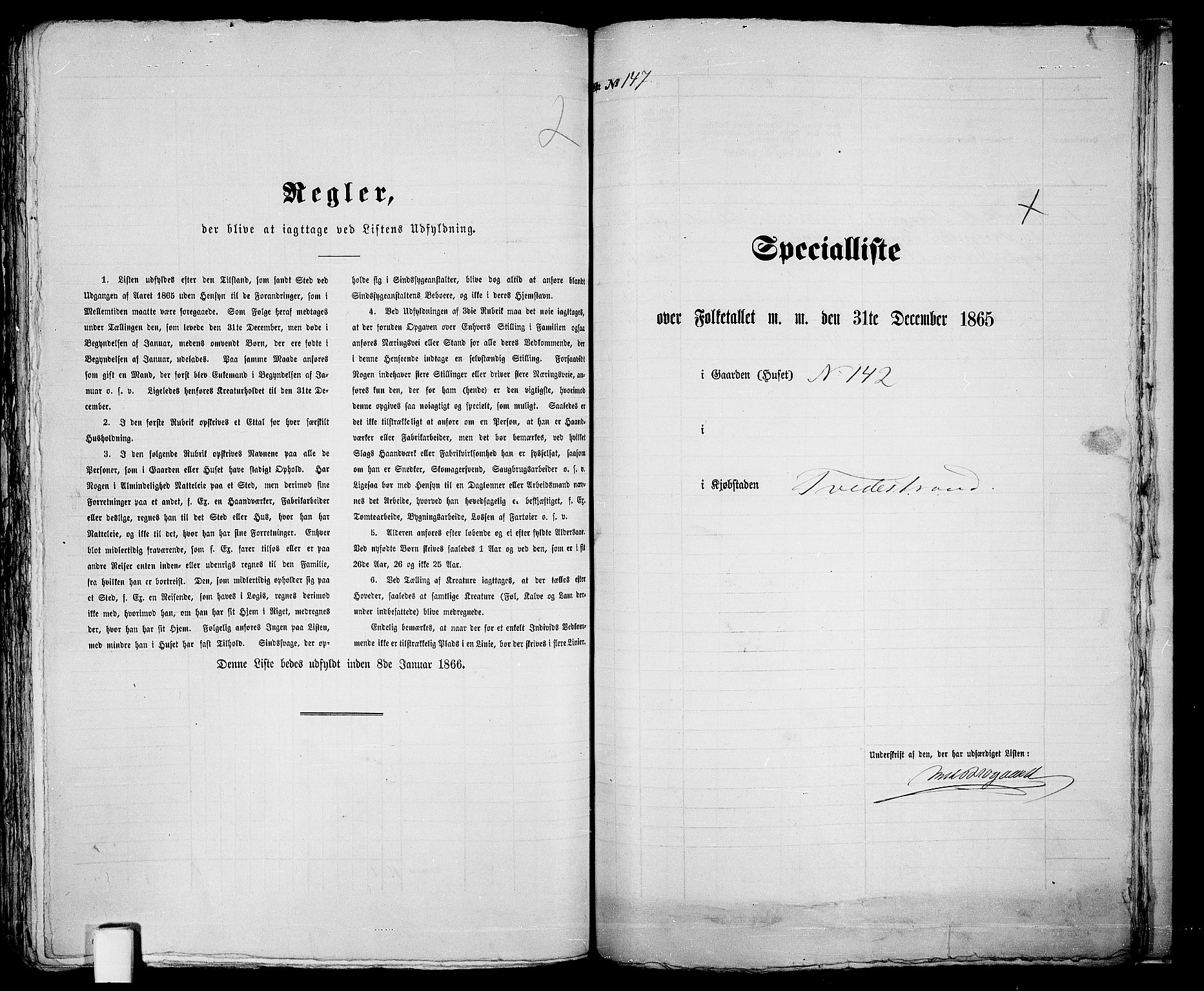 RA, Folketelling 1865 for 0902B Holt prestegjeld, Tvedestrand ladested, 1865, s. 300