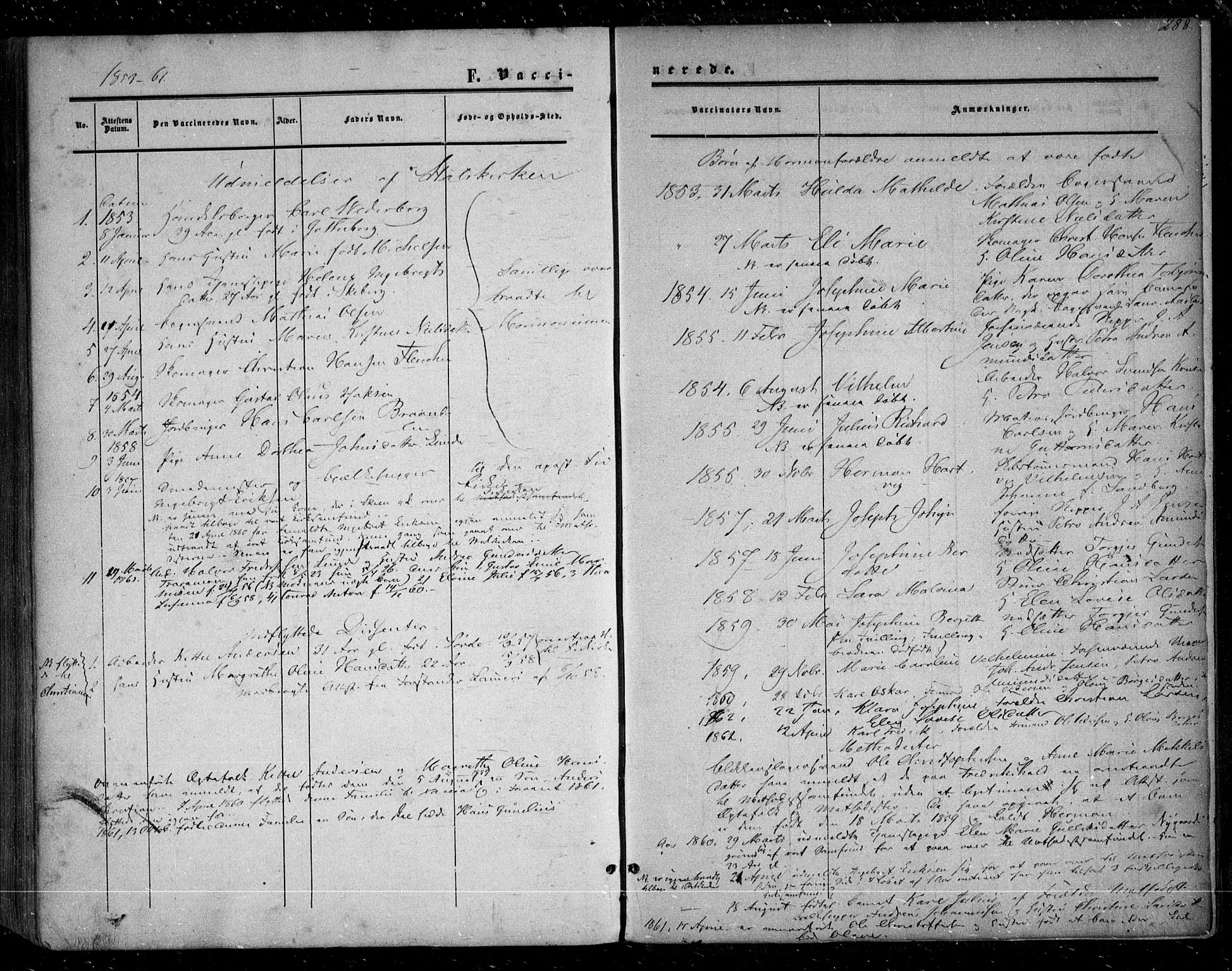 Glemmen prestekontor Kirkebøker, AV/SAO-A-10908/F/Fa/L0007: Ministerialbok nr. 7, 1853-1862, s. 288