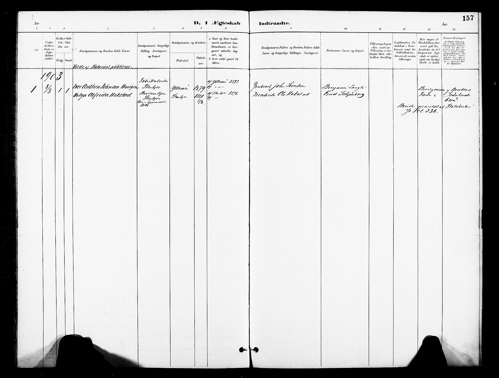 Ministerialprotokoller, klokkerbøker og fødselsregistre - Nord-Trøndelag, SAT/A-1458/739/L0372: Ministerialbok nr. 739A04, 1895-1903, s. 157