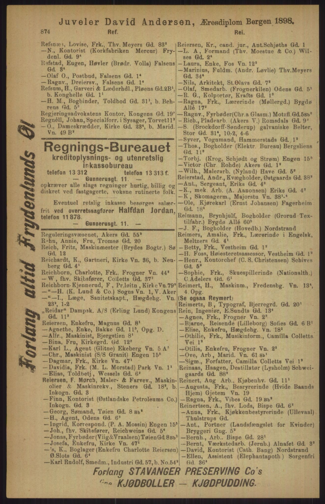 Kristiania/Oslo adressebok, PUBL/-, 1911, s. 874