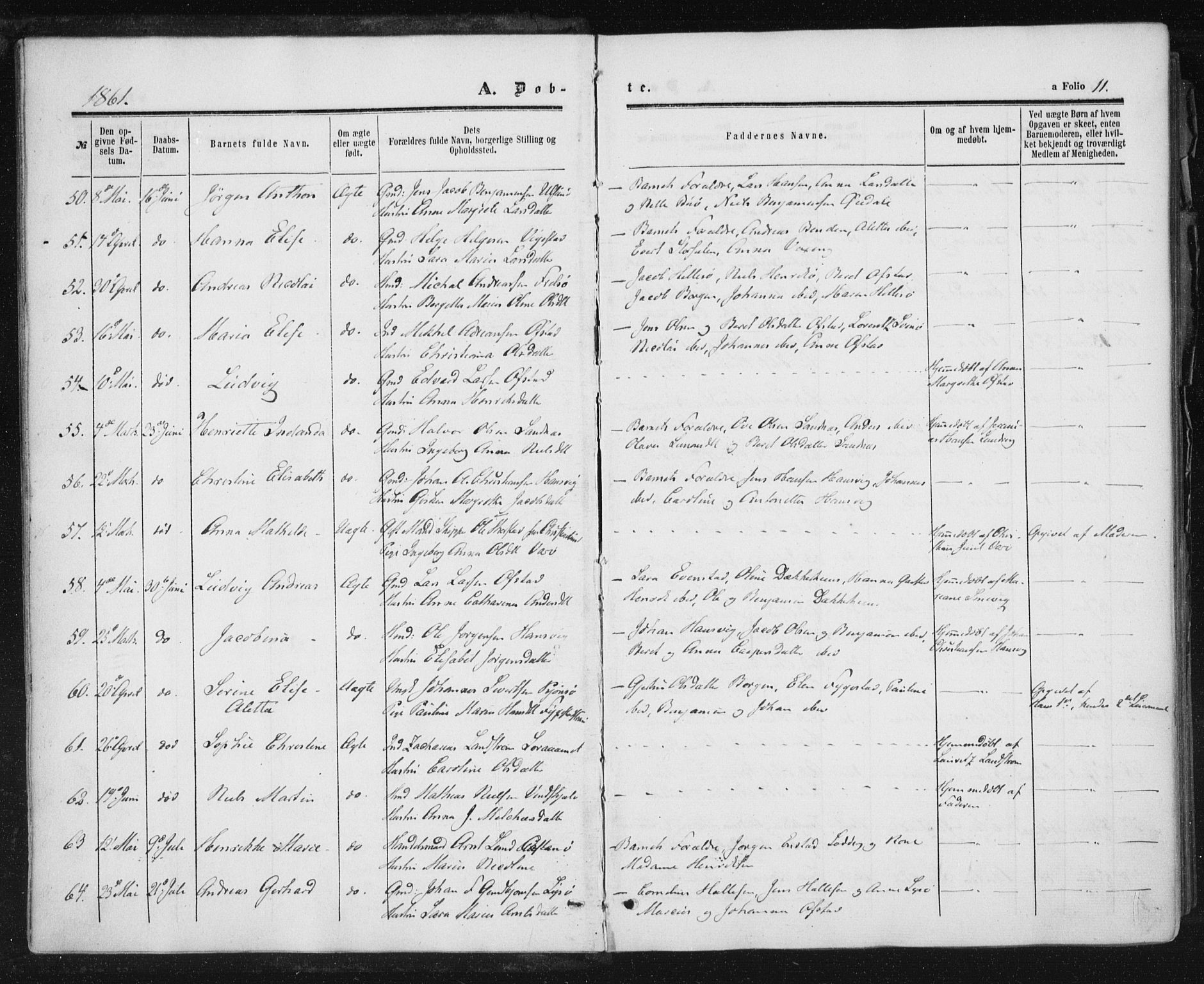 Ministerialprotokoller, klokkerbøker og fødselsregistre - Nord-Trøndelag, AV/SAT-A-1458/784/L0670: Ministerialbok nr. 784A05, 1860-1876, s. 11