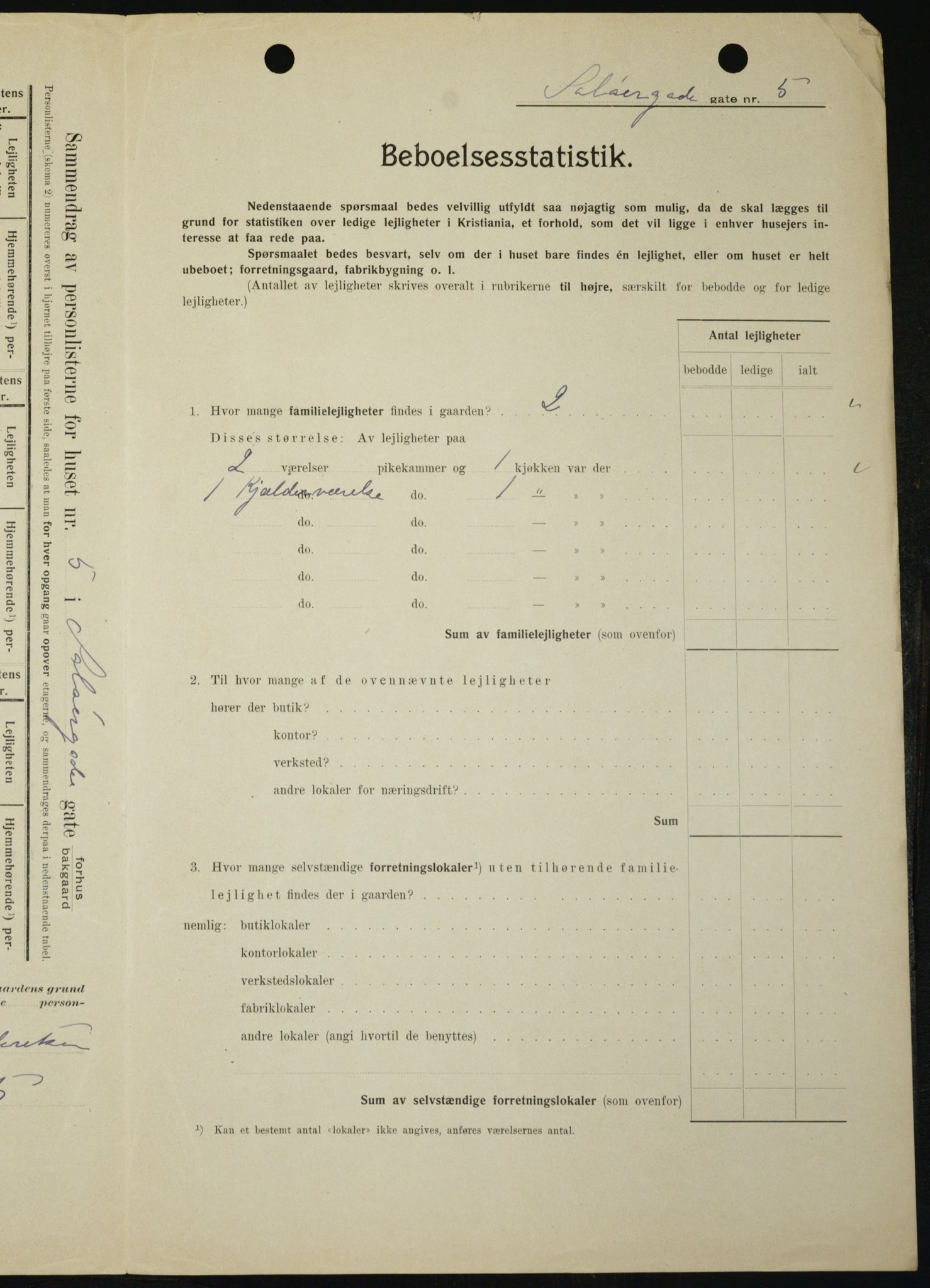 OBA, Kommunal folketelling 1.2.1909 for Kristiania kjøpstad, 1909, s. 90442