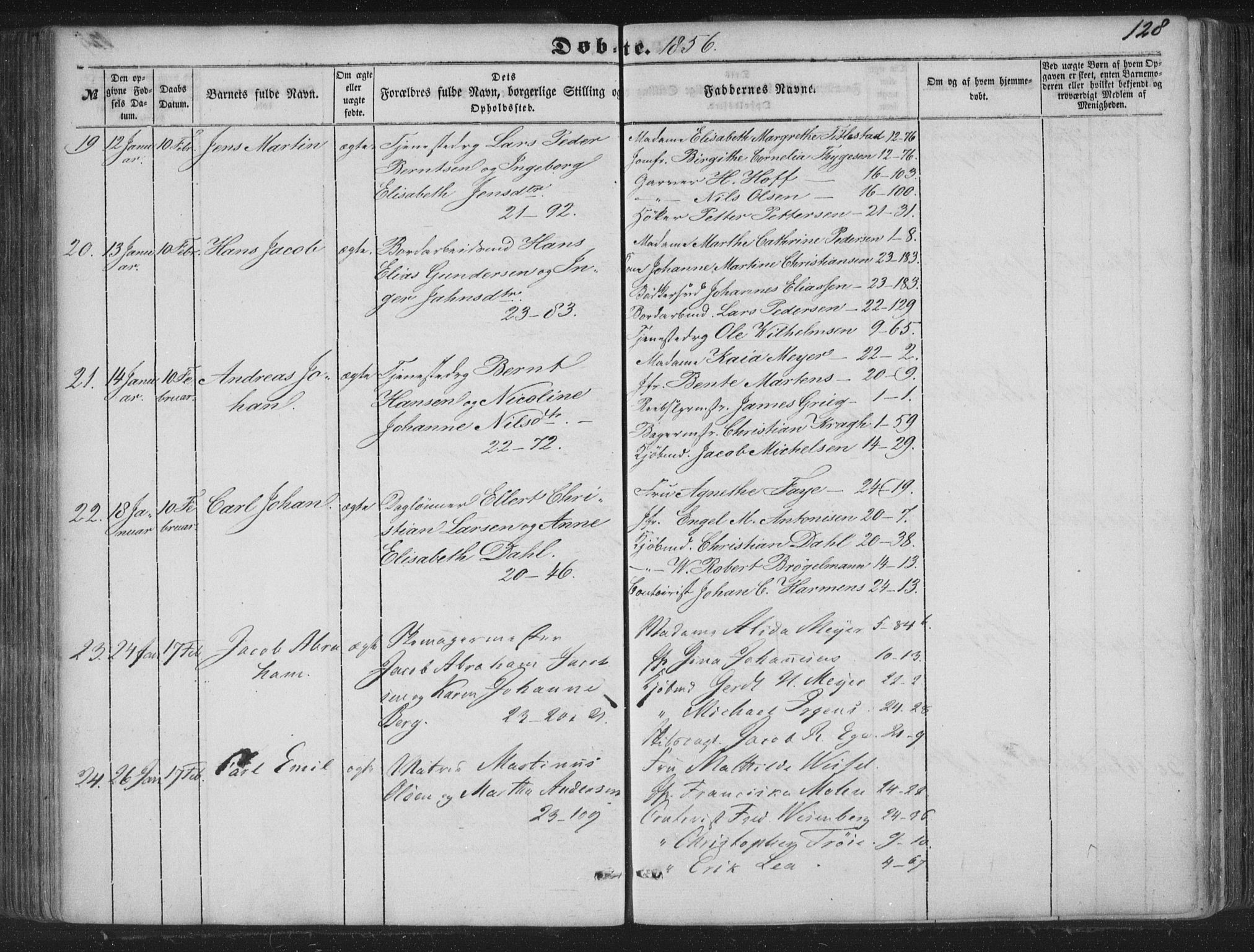 Korskirken sokneprestembete, AV/SAB-A-76101/H/Haa/L0017: Ministerialbok nr. B 3, 1851-1857, s. 128