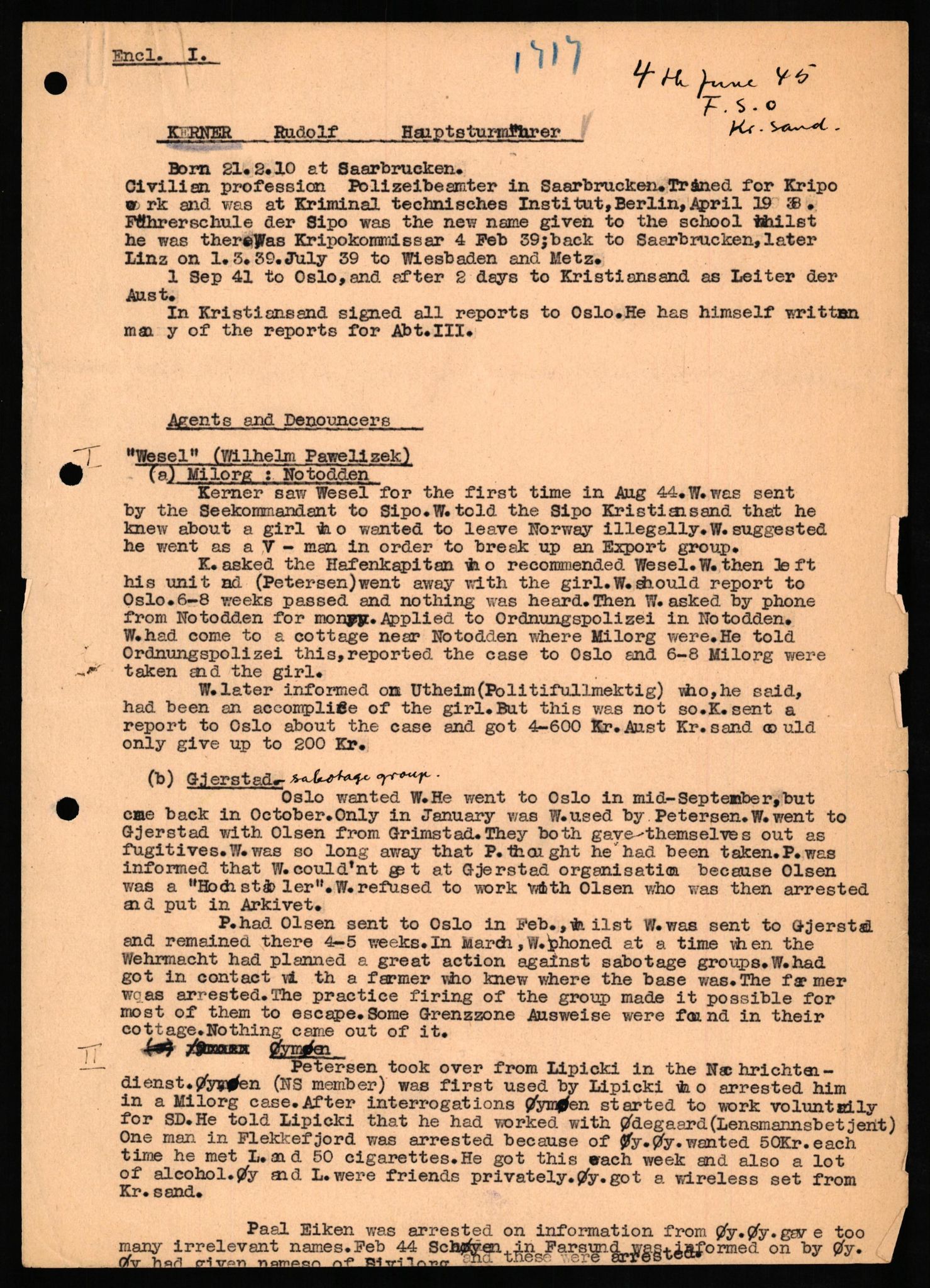 Forsvaret, Forsvarets overkommando II, AV/RA-RAFA-3915/D/Db/L0016: CI Questionaires. Tyske okkupasjonsstyrker i Norge. Tyskere., 1945-1946, s. 652