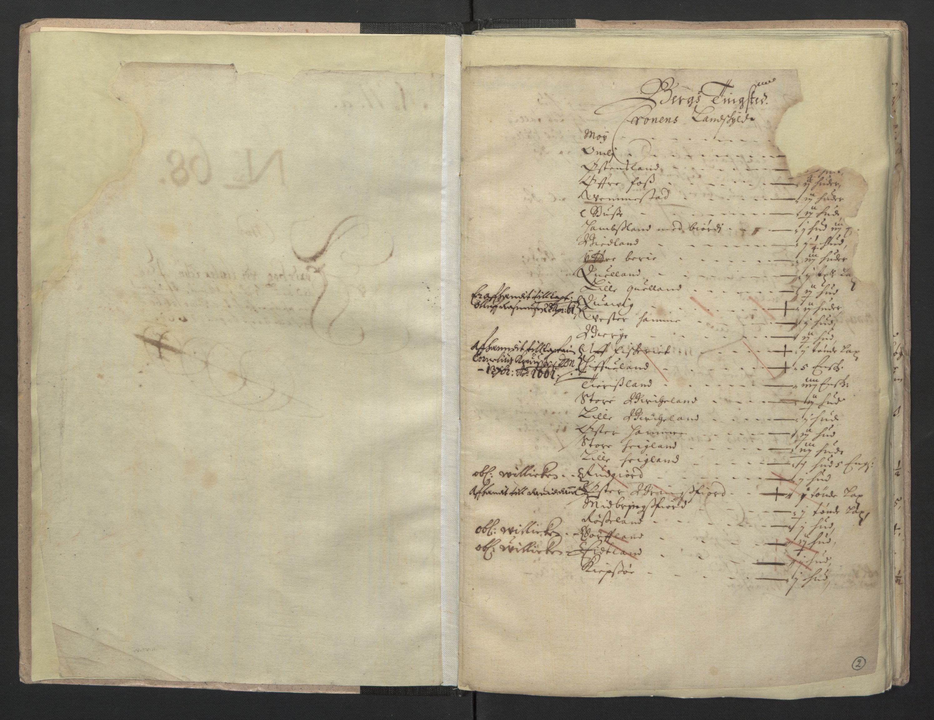 Rentekammeret inntil 1814, Realistisk ordnet avdeling, AV/RA-EA-4070/L/L0021/0004: Agder lagdømme: / Kronens jordebok. Lista len, 1661, s. 1b-2a