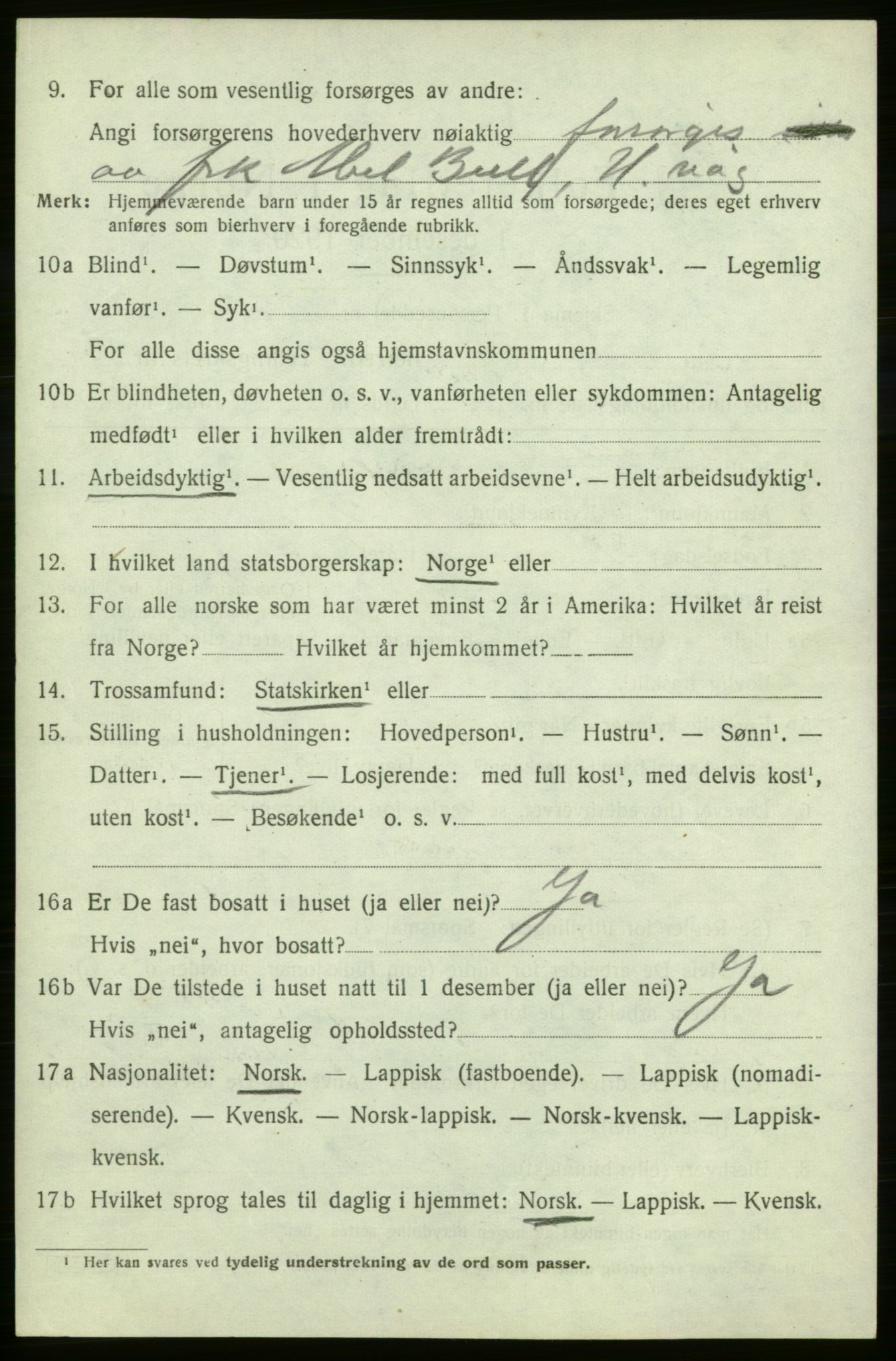 SATØ, Folketelling 1920 for 2019 Kjelvik herred, 1920, s. 2860