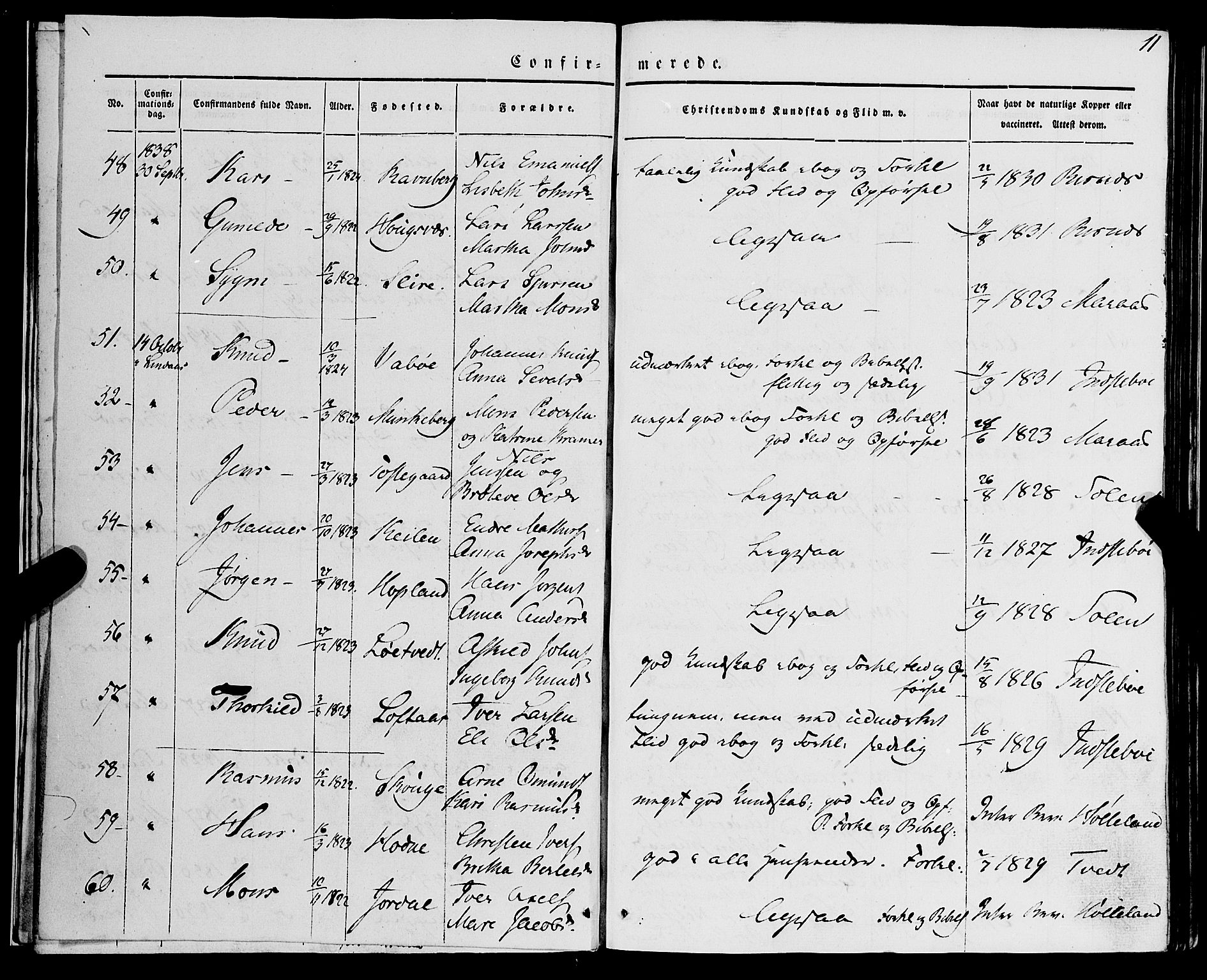 Lindås Sokneprestembete, AV/SAB-A-76701/H/Haa/Haaa/L0012: Ministerialbok nr. A 12, 1836-1848, s. 11