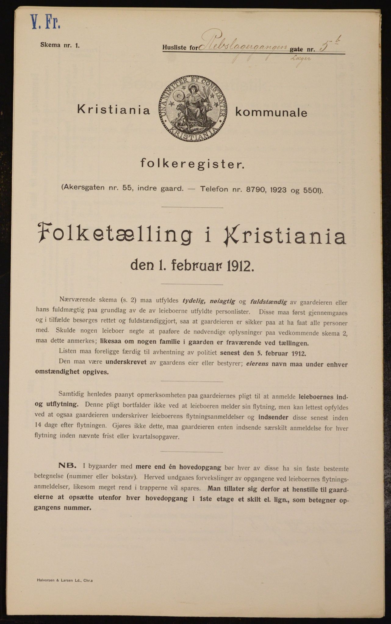 OBA, Kommunal folketelling 1.2.1912 for Kristiania, 1912, s. 83029
