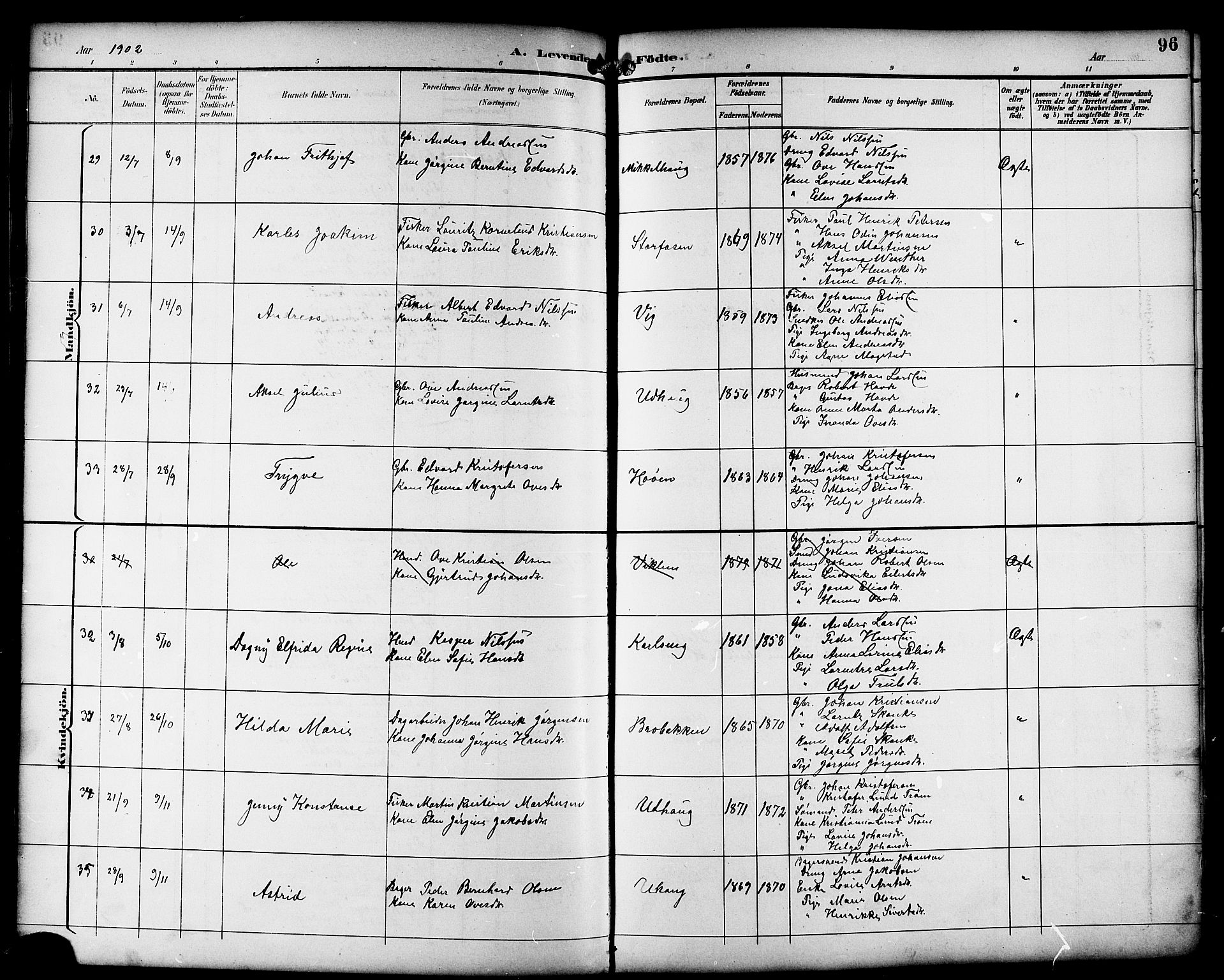 Ministerialprotokoller, klokkerbøker og fødselsregistre - Sør-Trøndelag, SAT/A-1456/659/L0746: Klokkerbok nr. 659C03, 1893-1912, s. 96
