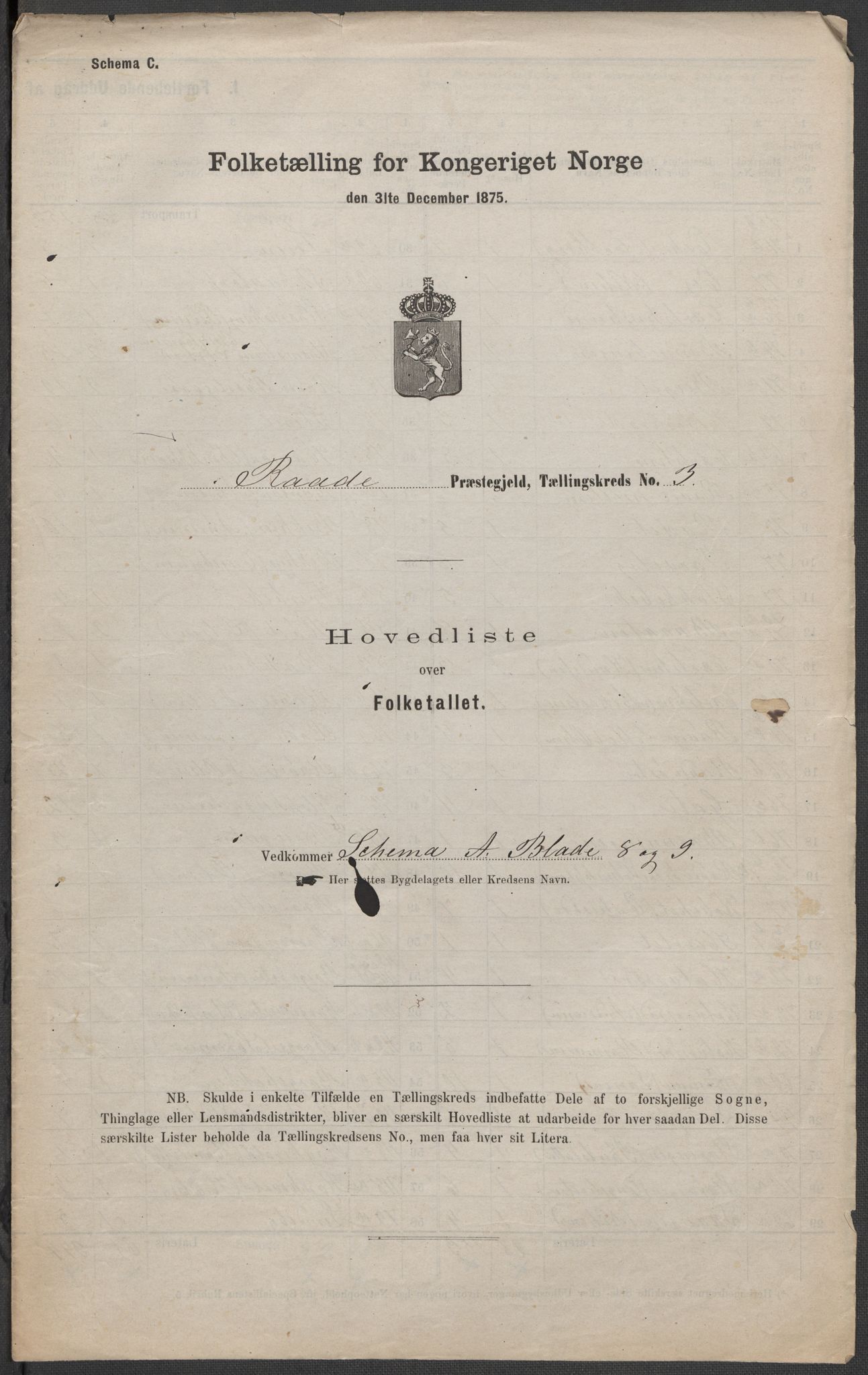 RA, Folketelling 1875 for 0135P Råde prestegjeld, 1875, s. 13