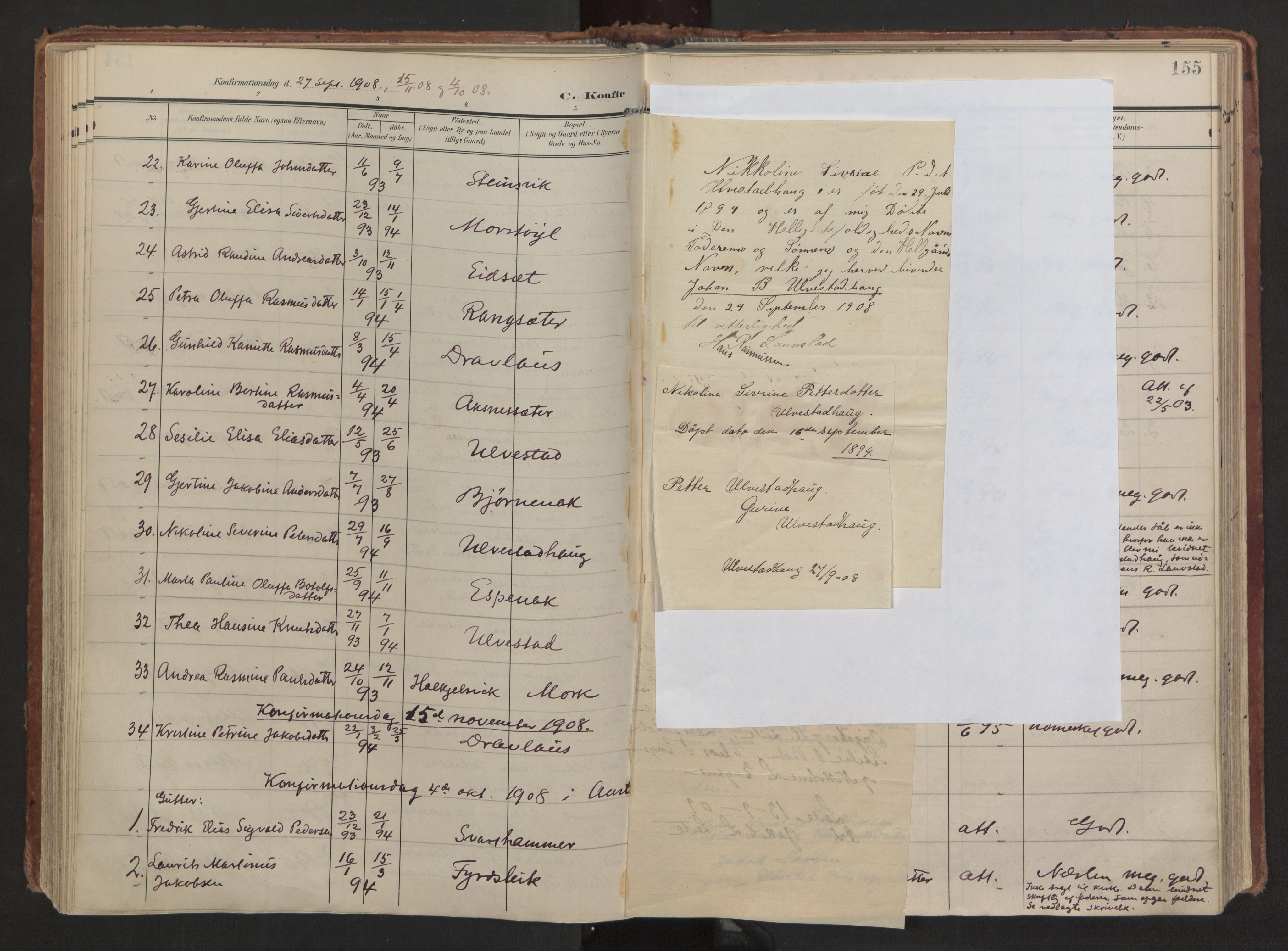 Ministerialprotokoller, klokkerbøker og fødselsregistre - Møre og Romsdal, AV/SAT-A-1454/511/L0144: Ministerialbok nr. 511A11, 1906-1923, s. 155