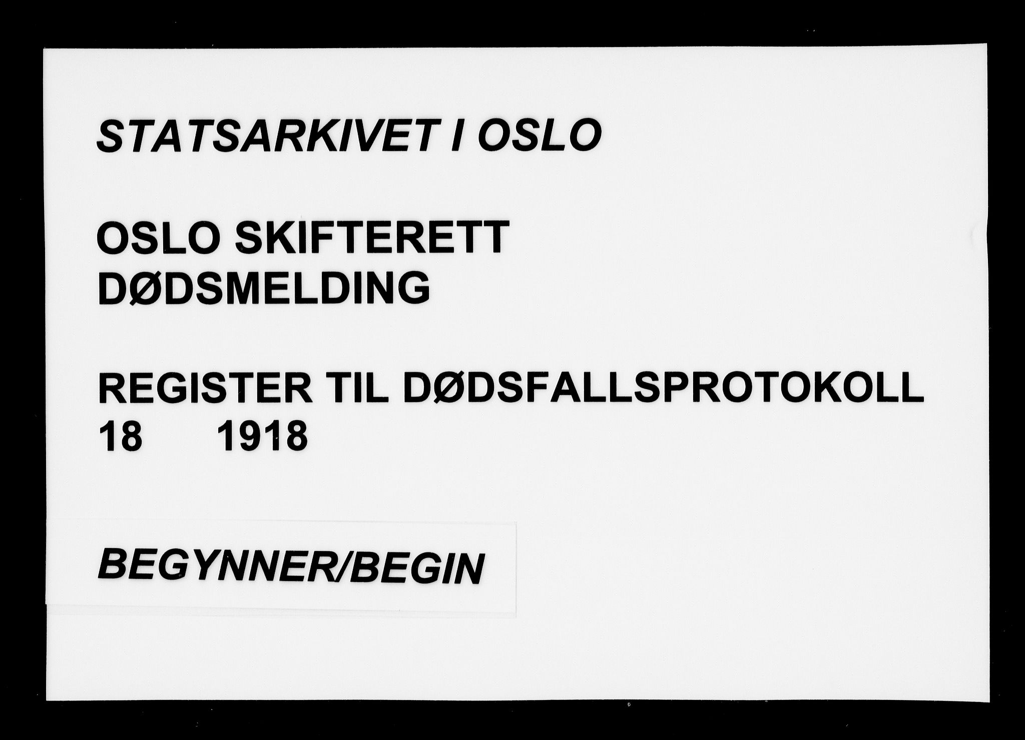 Oslo skifterett, SAO/A-10383/F/Fa/Faa/L0018: Navneregister, 1918