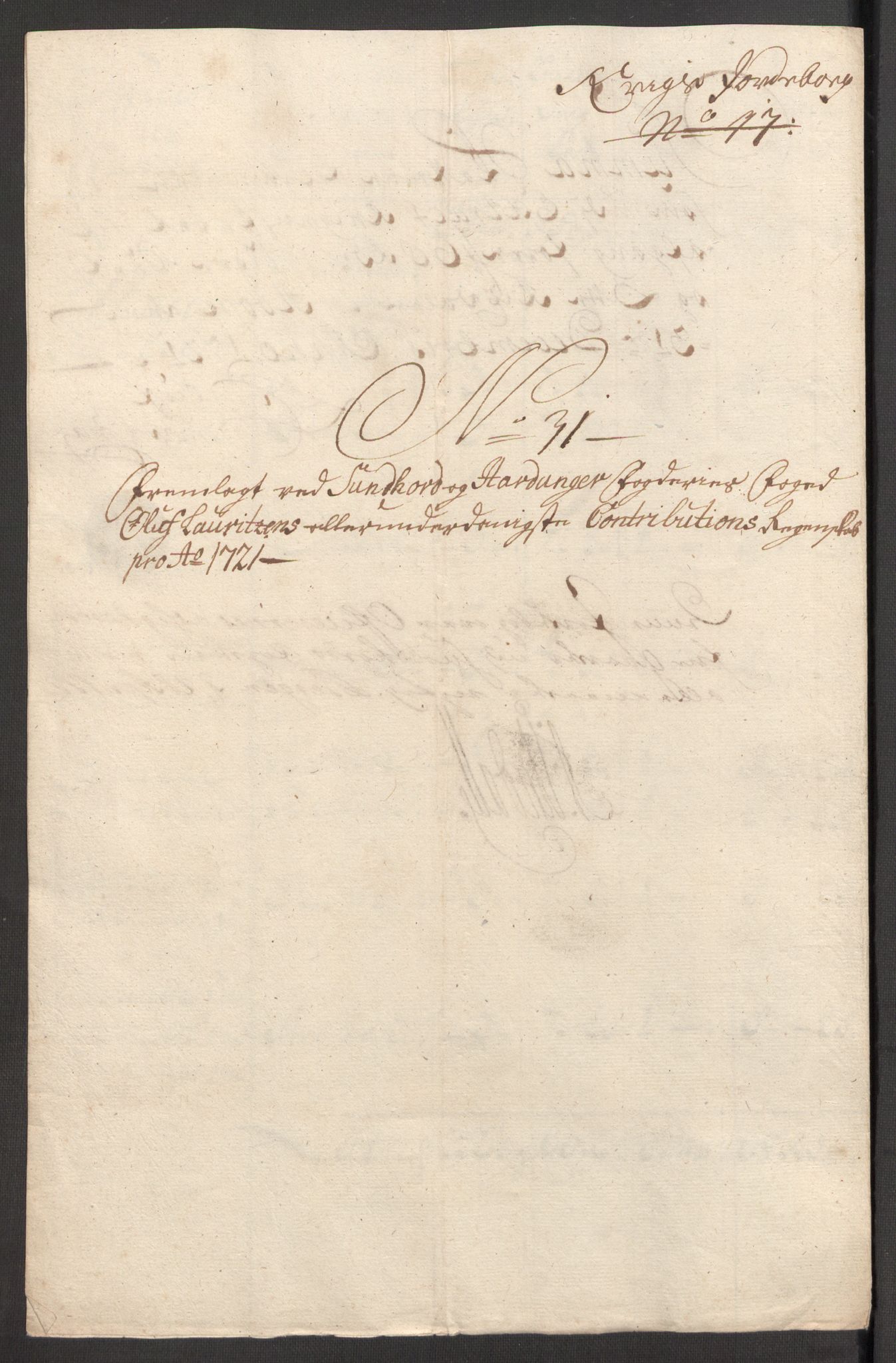Rentekammeret inntil 1814, Reviderte regnskaper, Fogderegnskap, RA/EA-4092/R48/L3000: Fogderegnskap Sunnhordland og Hardanger, 1721, s. 199
