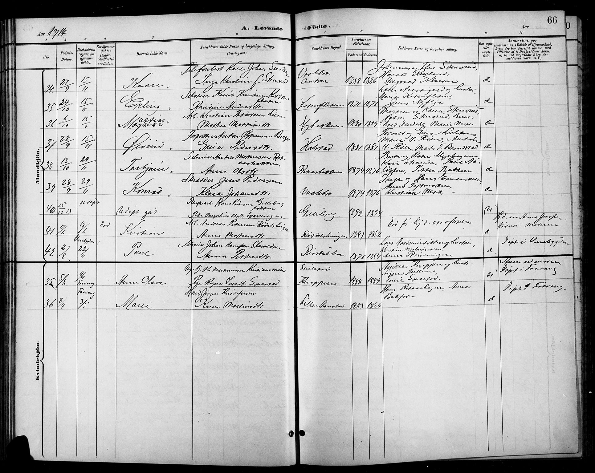 Ringebu prestekontor, AV/SAH-PREST-082/H/Ha/Hab/L0009: Klokkerbok nr. 9, 1899-1921, s. 66