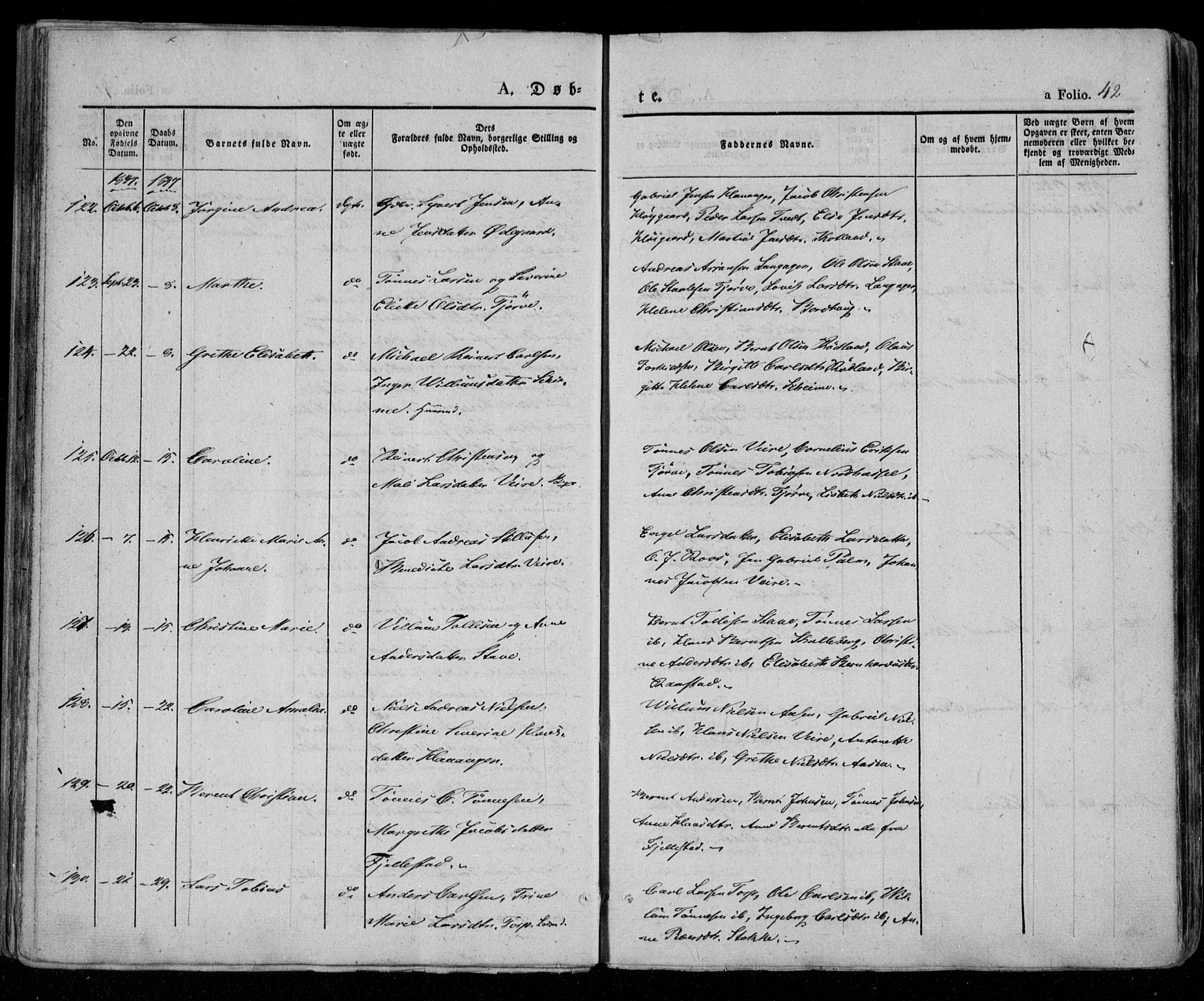 Lista sokneprestkontor, AV/SAK-1111-0027/F/Fa/L0009: Ministerialbok nr. A 9, 1835-1846, s. 42