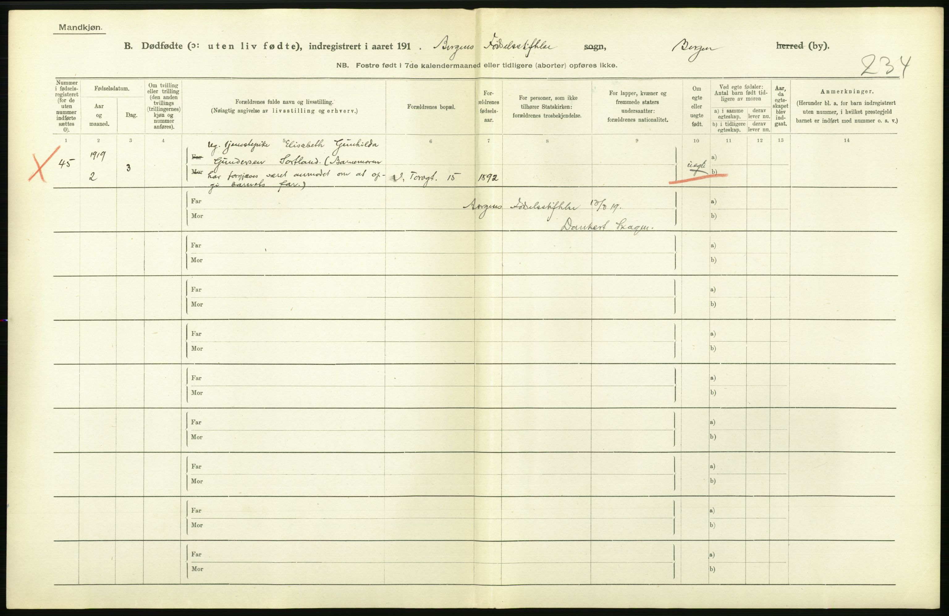 Statistisk sentralbyrå, Sosiodemografiske emner, Befolkning, AV/RA-S-2228/D/Df/Dfb/Dfbi/L0035: Bergen: Gifte, døde, dødfødte., 1919, s. 726