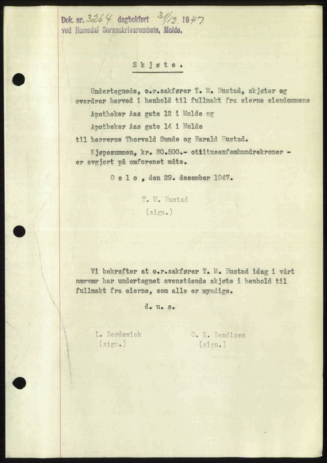 Romsdal sorenskriveri, SAT/A-4149/1/2/2C: Pantebok nr. A24, 1947-1947, Dagboknr: 3264/1947