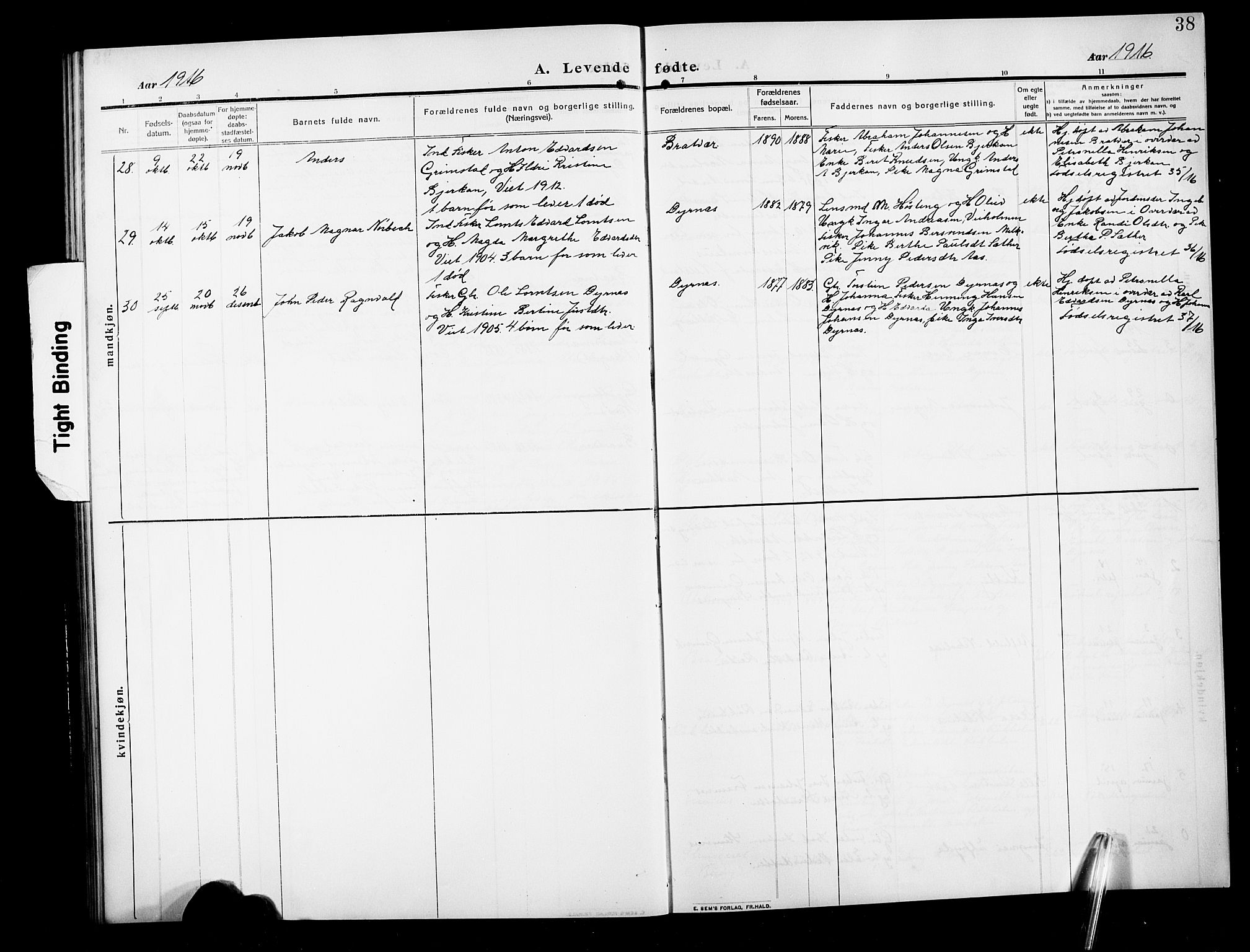 Ministerialprotokoller, klokkerbøker og fødselsregistre - Møre og Romsdal, AV/SAT-A-1454/582/L0949: Klokkerbok nr. 582C01, 1909-1925, s. 38