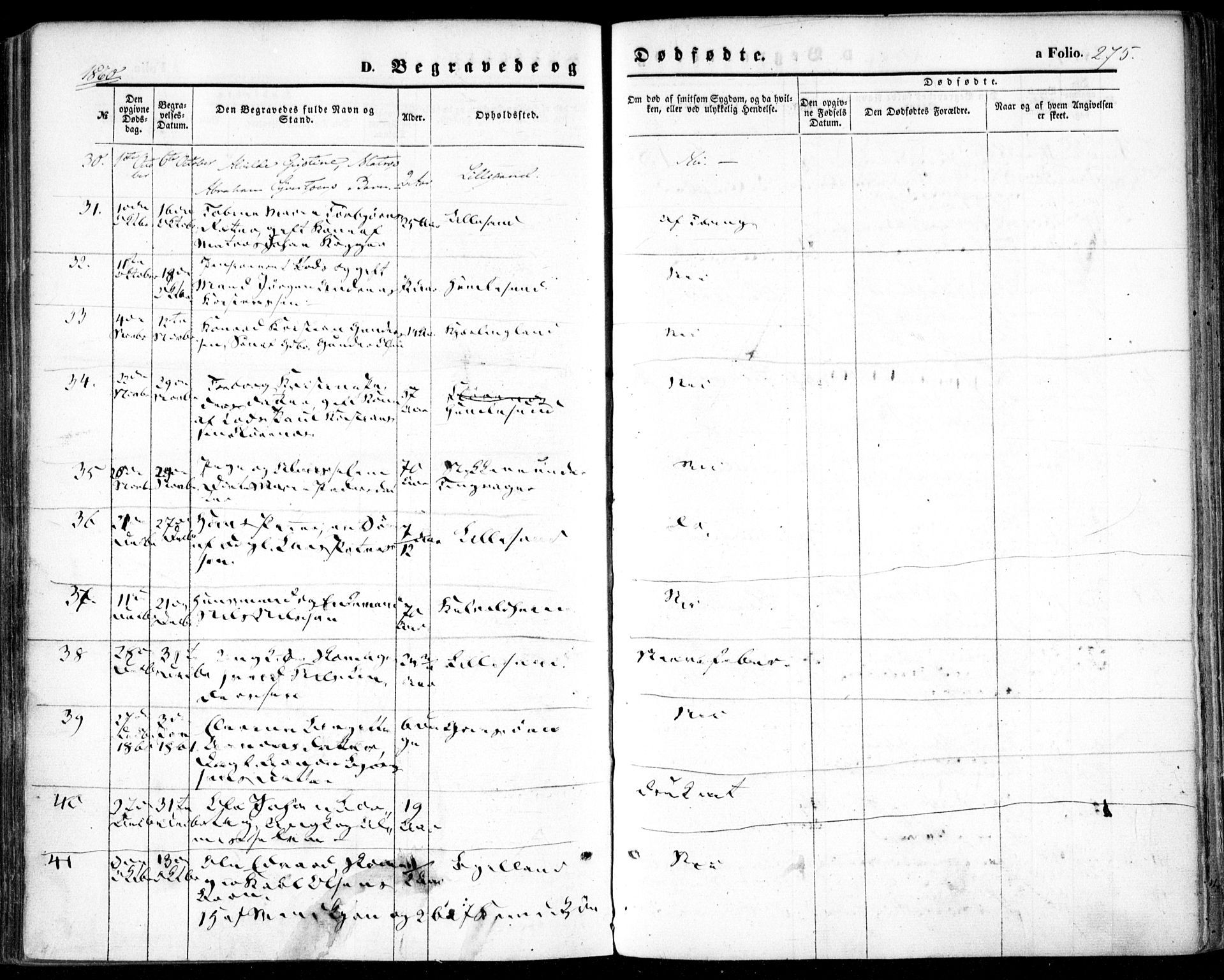 Vestre Moland sokneprestkontor, SAK/1111-0046/F/Fa/Fab/L0007: Ministerialbok nr. A 7, 1859-1872, s. 275