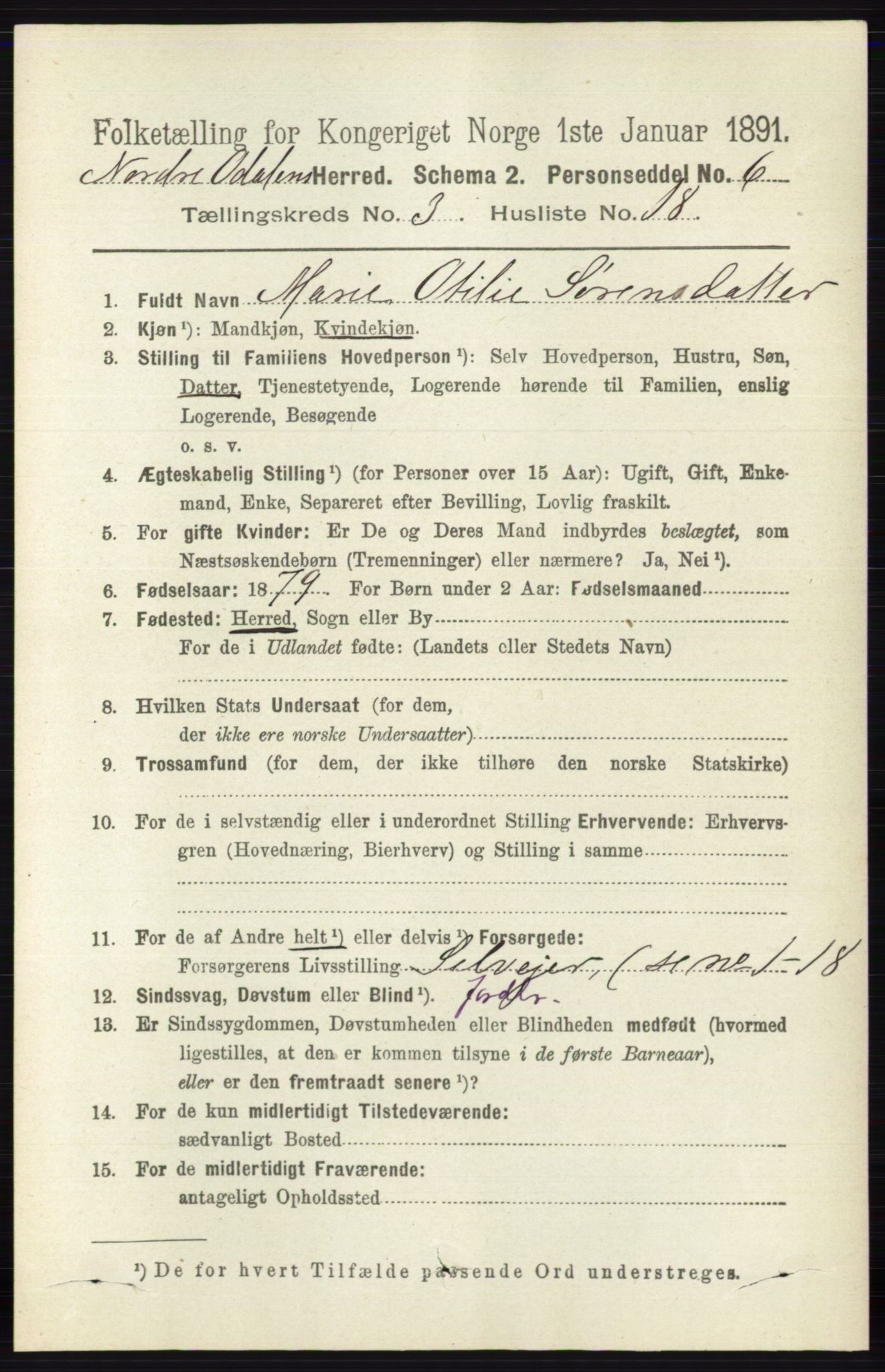 RA, Folketelling 1891 for 0418 Nord-Odal herred, 1891, s. 932