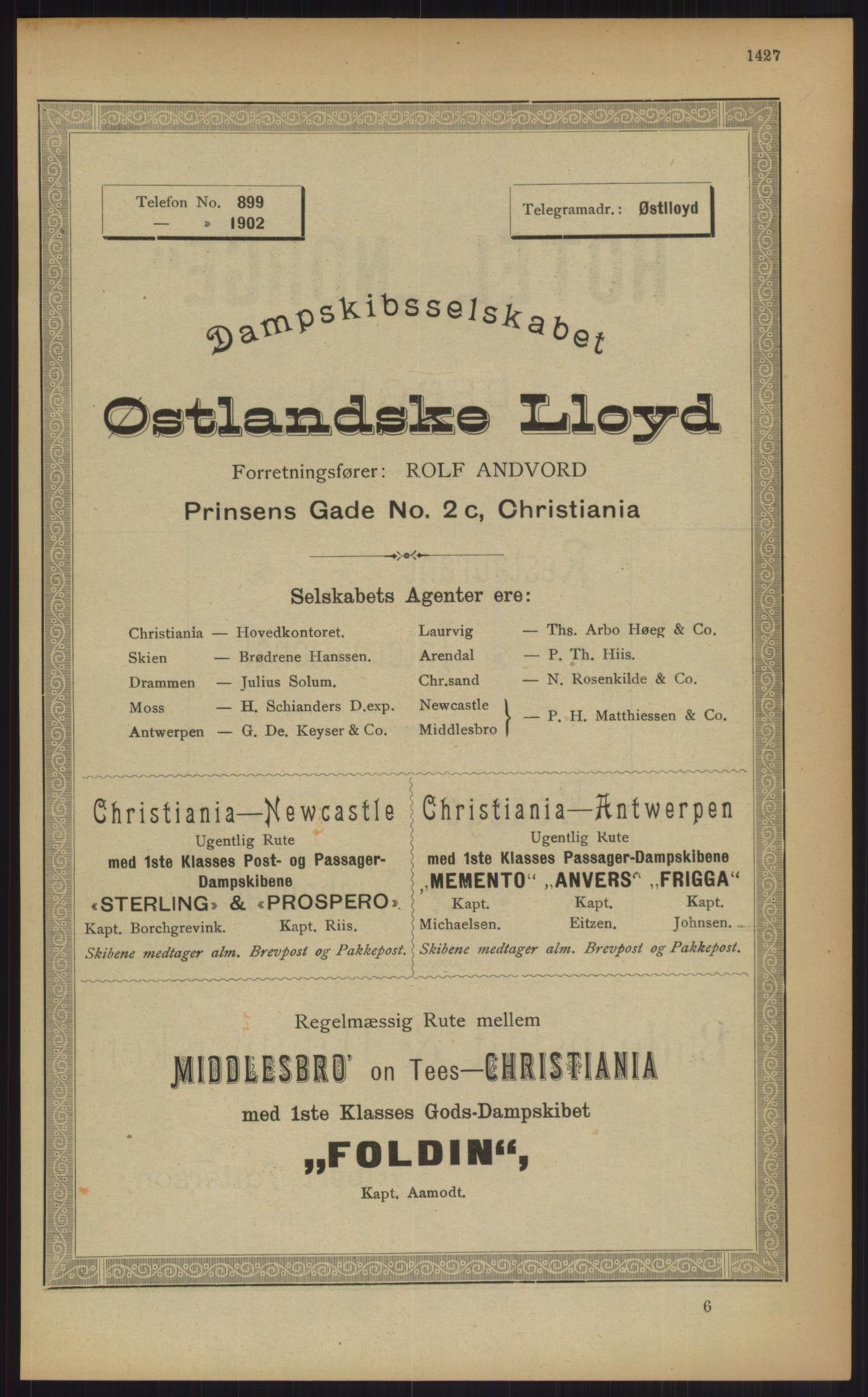 Kristiania/Oslo adressebok, PUBL/-, 1903, s. 1427