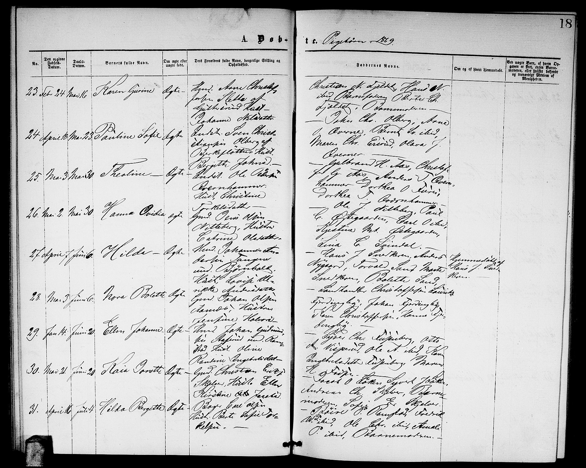 Fet prestekontor Kirkebøker, AV/SAO-A-10370a/G/Ga/L0004: Klokkerbok nr. I 4, 1868-1874, s. 18