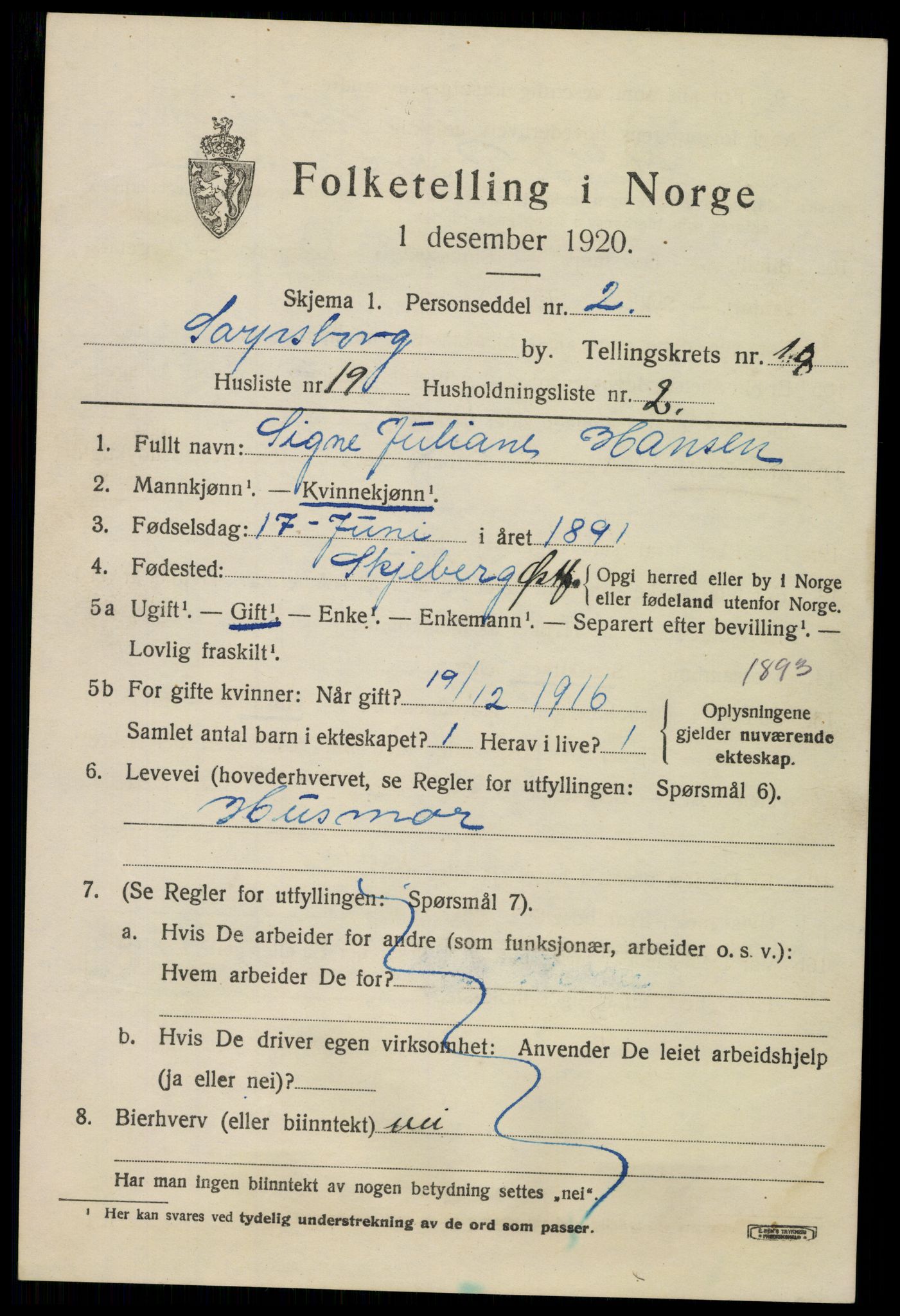 SAO, Folketelling 1920 for 0102 Sarpsborg kjøpstad, 1920, s. 21228