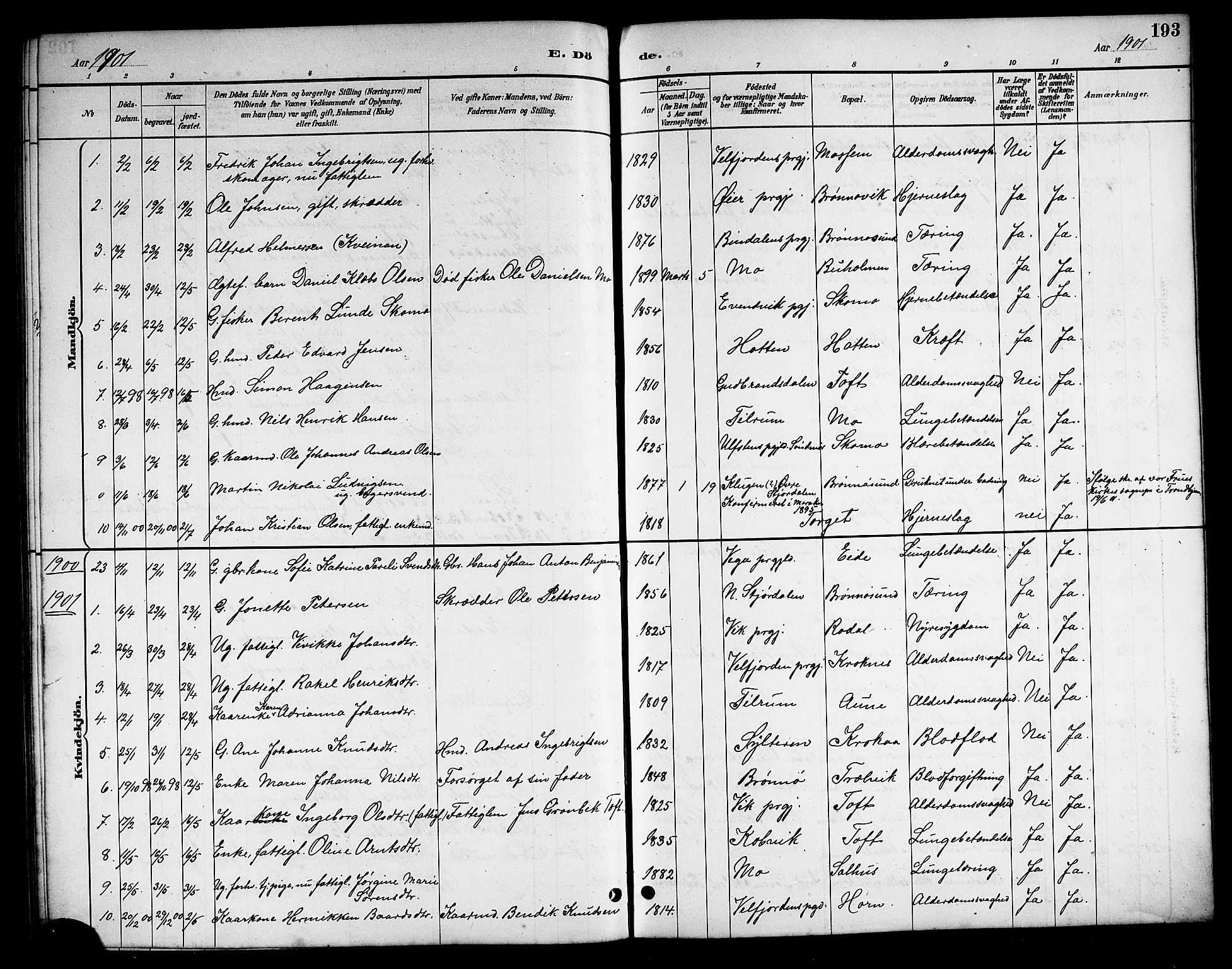 Ministerialprotokoller, klokkerbøker og fødselsregistre - Nordland, AV/SAT-A-1459/813/L0213: Klokkerbok nr. 813C05, 1887-1903, s. 193