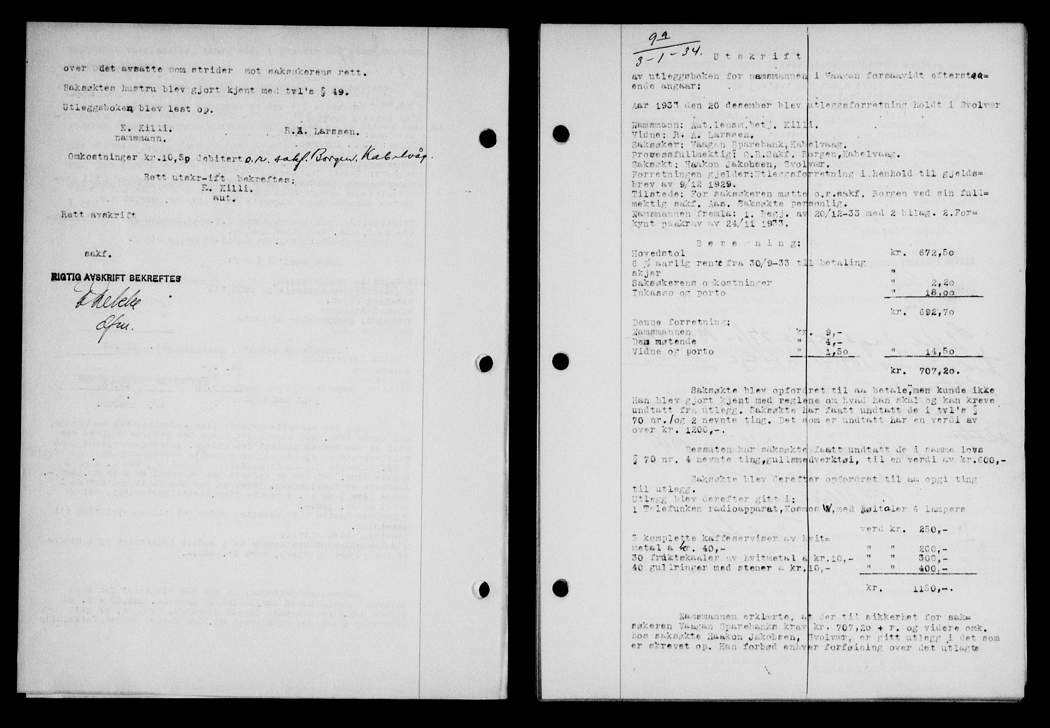 Lofoten sorenskriveri, SAT/A-0017/1/2/2C/L0029b: Pantebok nr. 29b, 1934-1934, Tingl.dato: 03.01.1934