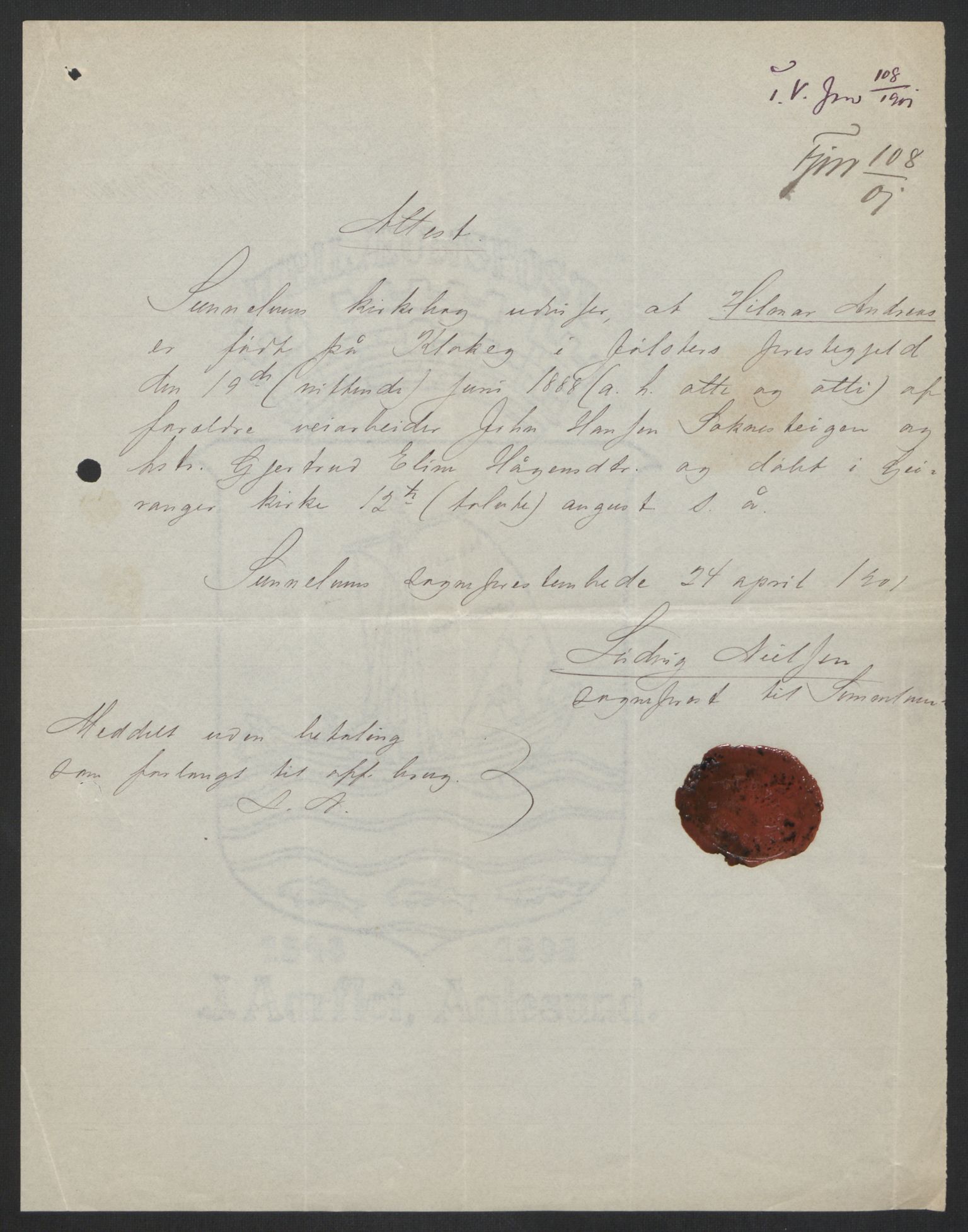 Falstad skolehjem, AV/RA-S-1676/E/Eb/L0004: Elevmapper løpenr. 81-98, 1901-1909, s. 5