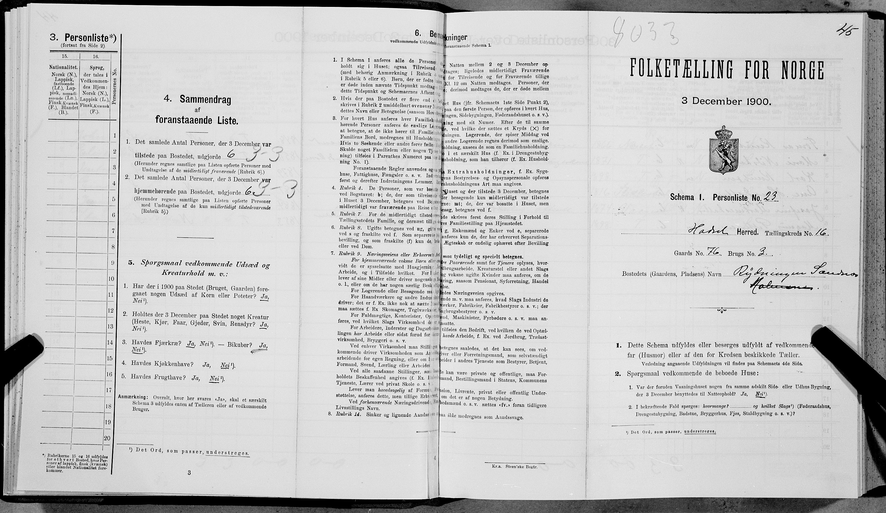 SAT, Folketelling 1900 for 1866 Hadsel herred, 1900, s. 1542