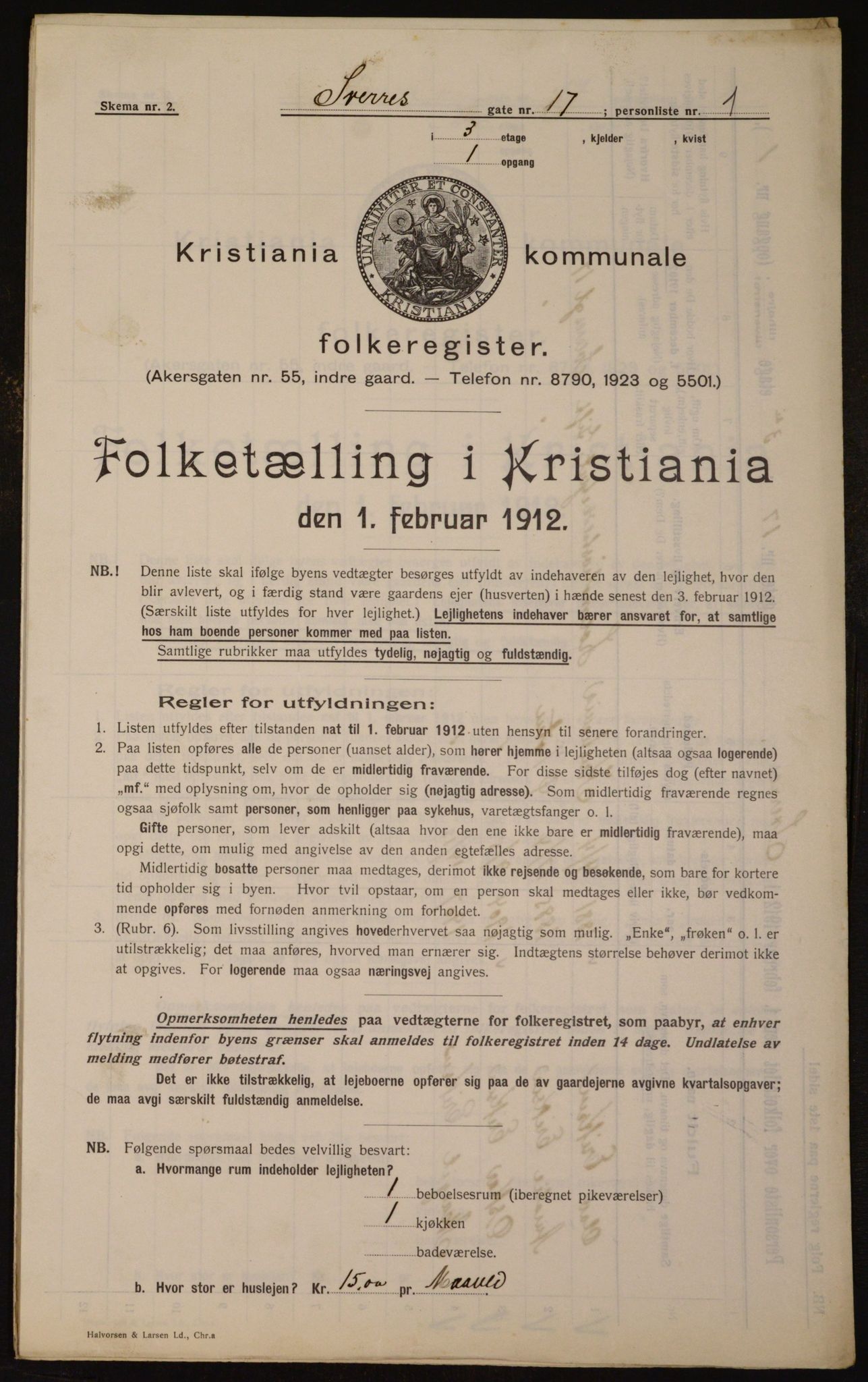 OBA, Kommunal folketelling 1.2.1912 for Kristiania, 1912, s. 105989