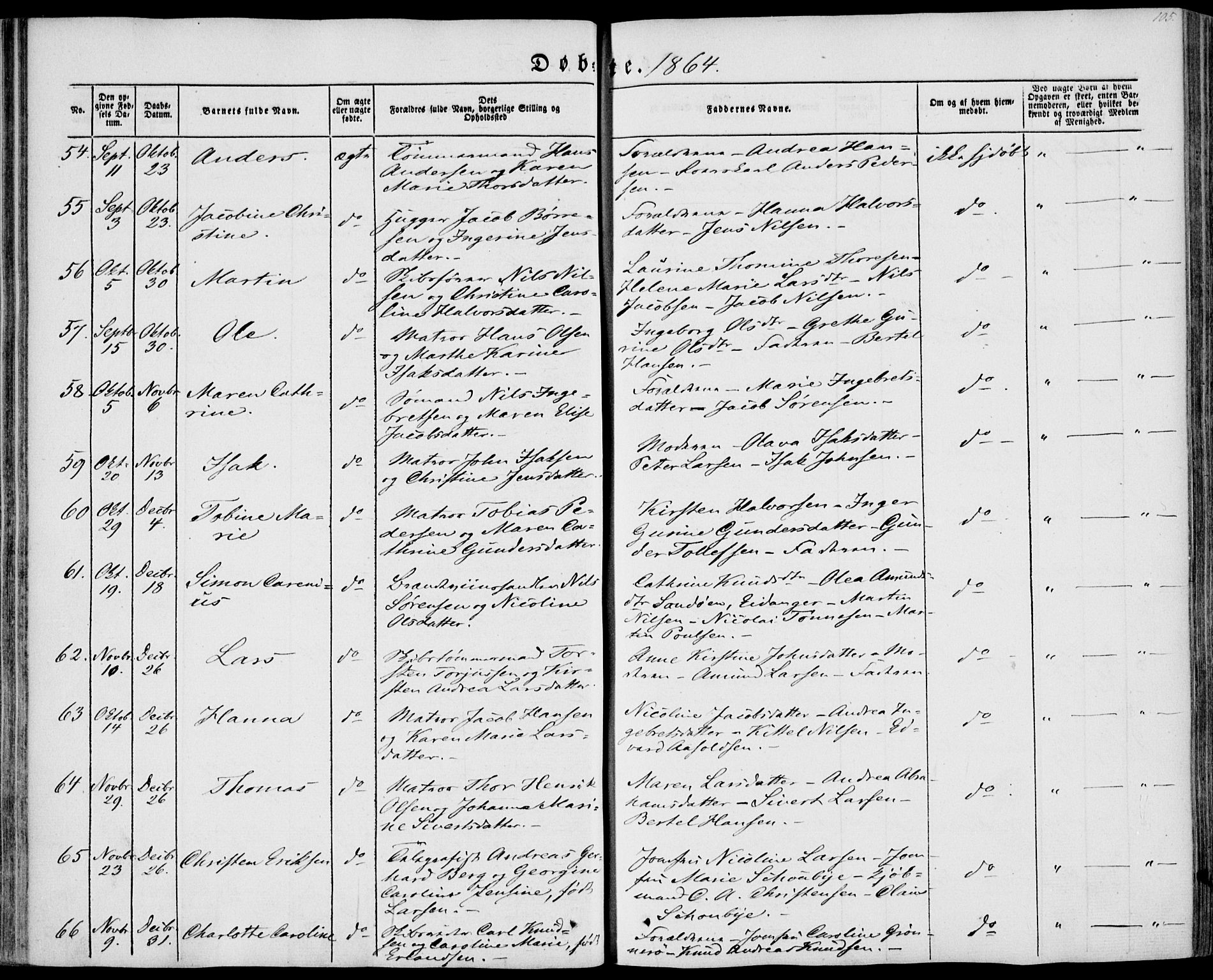 Brevik kirkebøker, AV/SAKO-A-255/F/Fa/L0005: Ministerialbok nr. 5, 1847-1865, s. 105