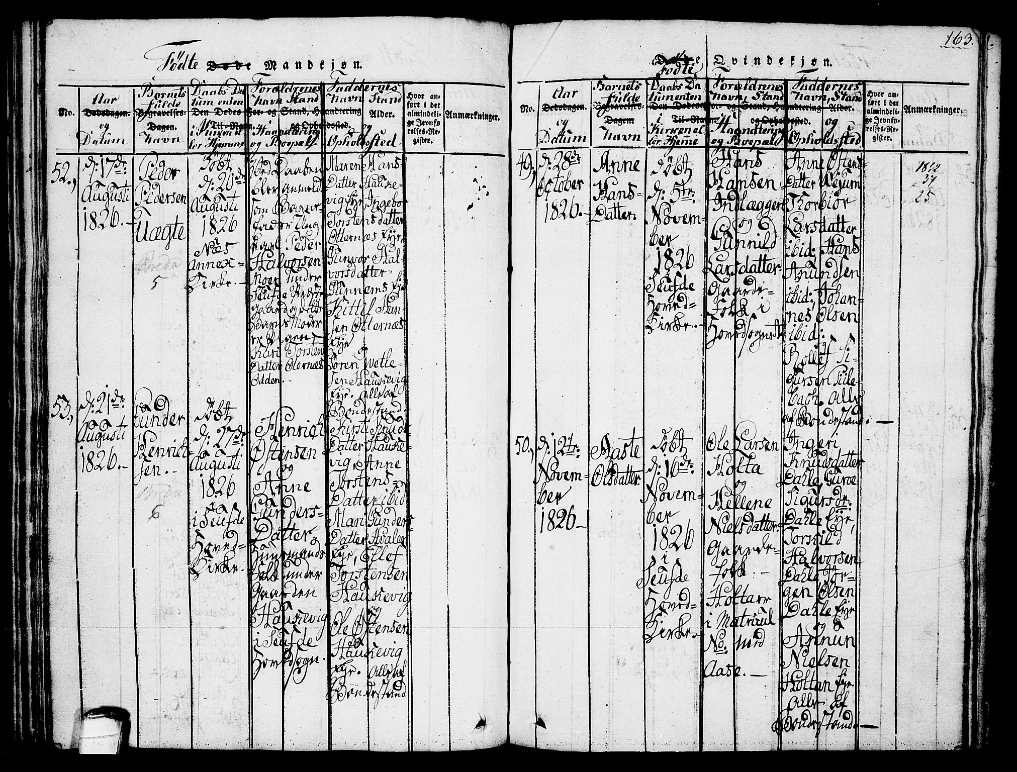 Sauherad kirkebøker, SAKO/A-298/G/Ga/L0001: Klokkerbok nr. I 1, 1815-1827, s. 163