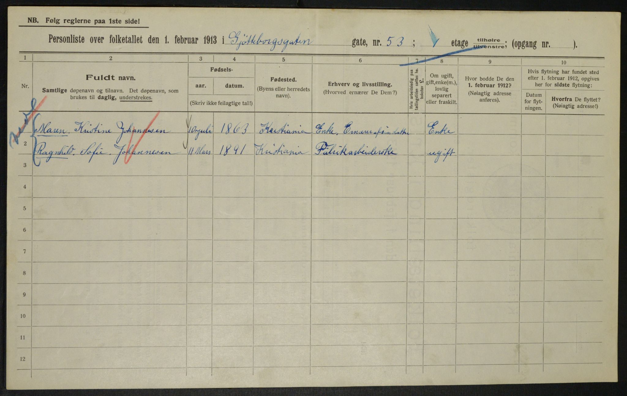 OBA, Kommunal folketelling 1.2.1913 for Kristiania, 1913, s. 33339