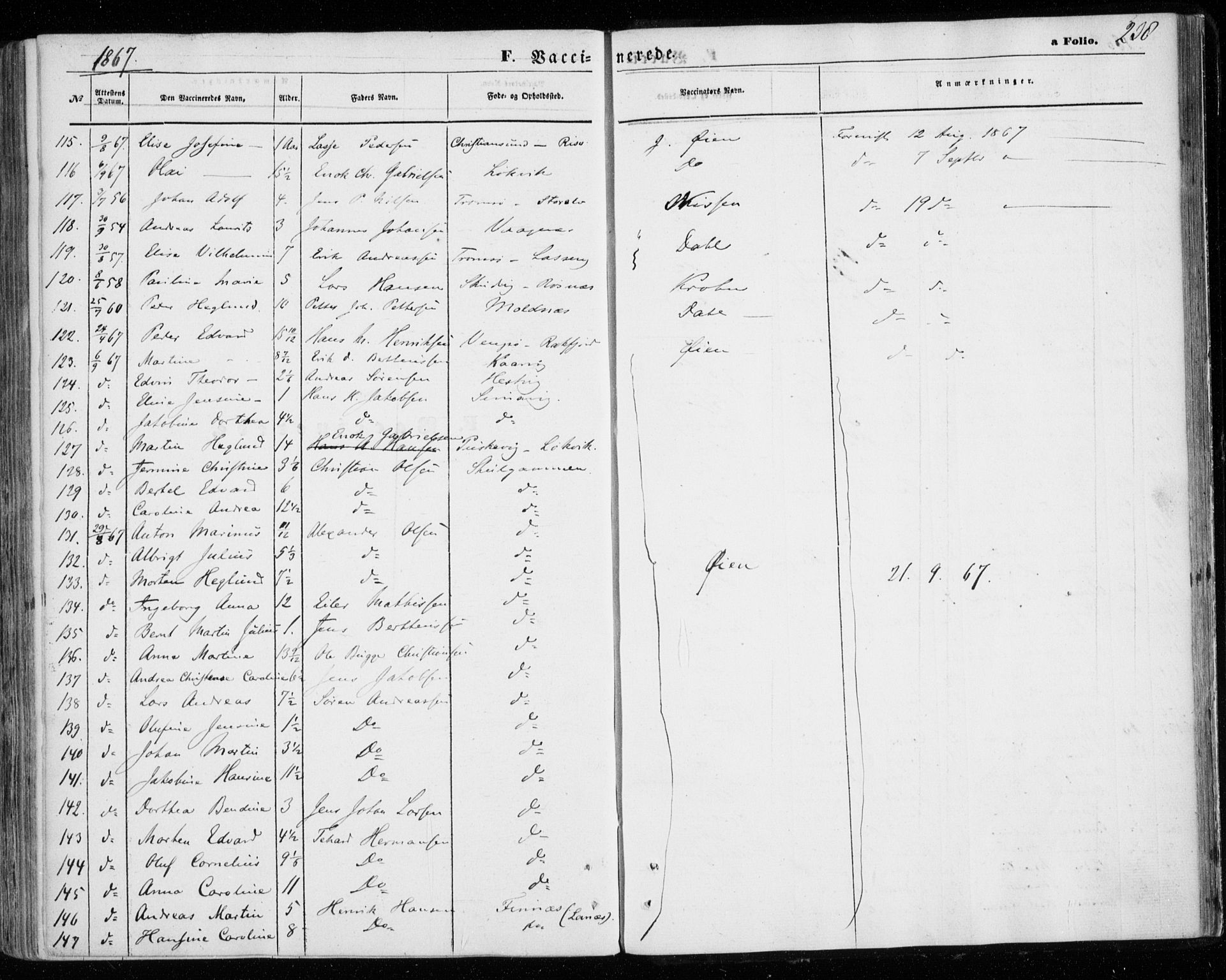 Tromsøysund sokneprestkontor, AV/SATØ-S-1304/G/Ga/L0002kirke: Ministerialbok nr. 2, 1867-1875, s. 238