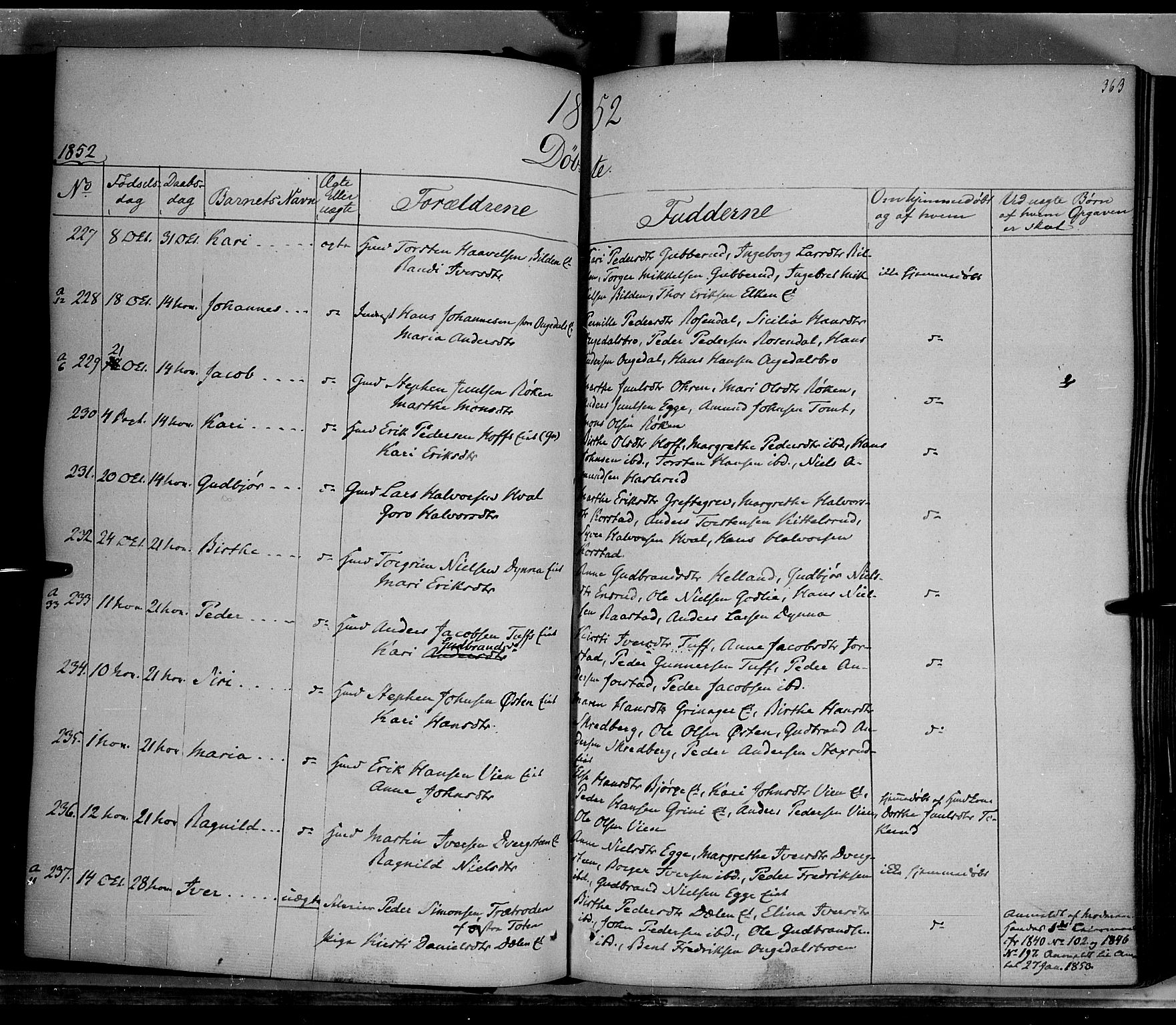 Gran prestekontor, AV/SAH-PREST-112/H/Ha/Haa/L0011: Ministerialbok nr. 11, 1842-1856, s. 362-363
