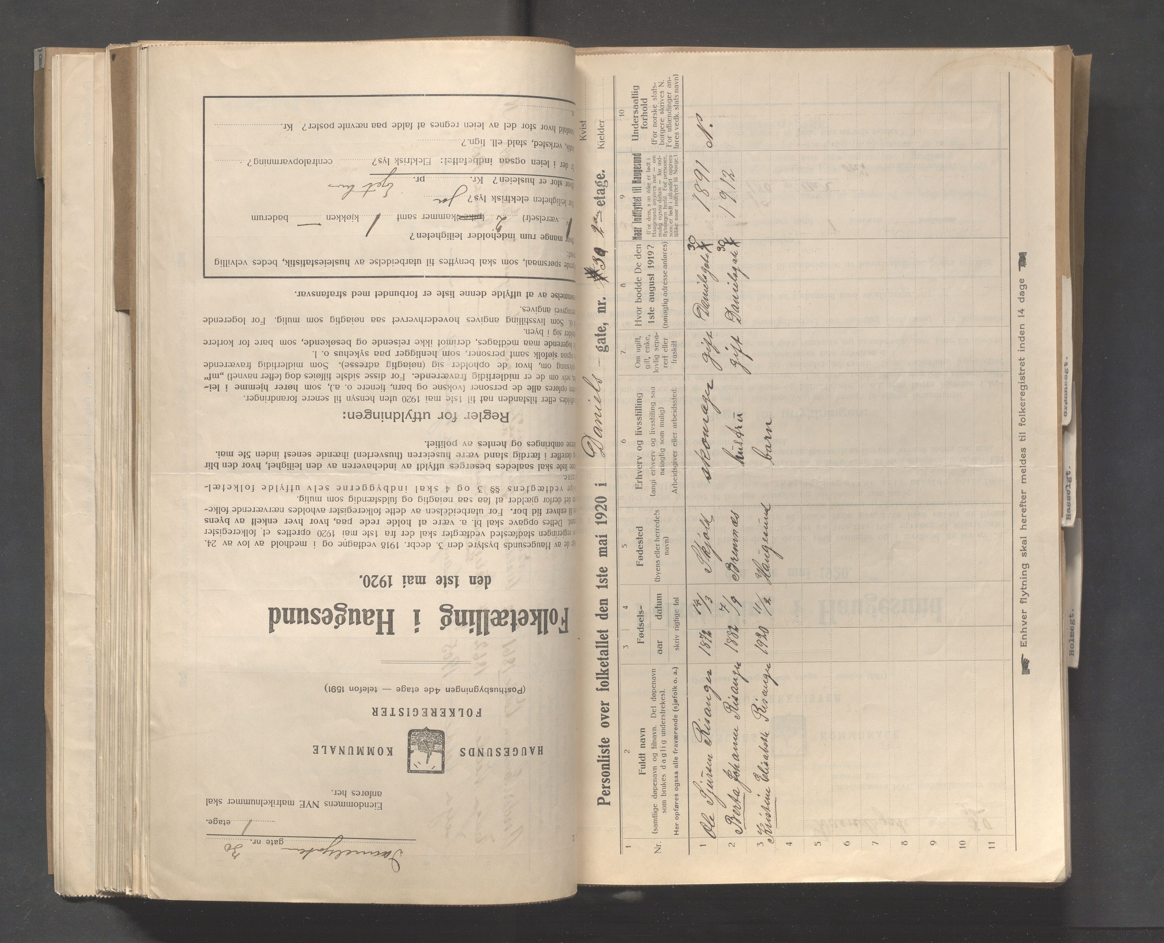 IKAR, Kommunal folketelling 1.5.1920 for Haugesund, 1920, s. 5705