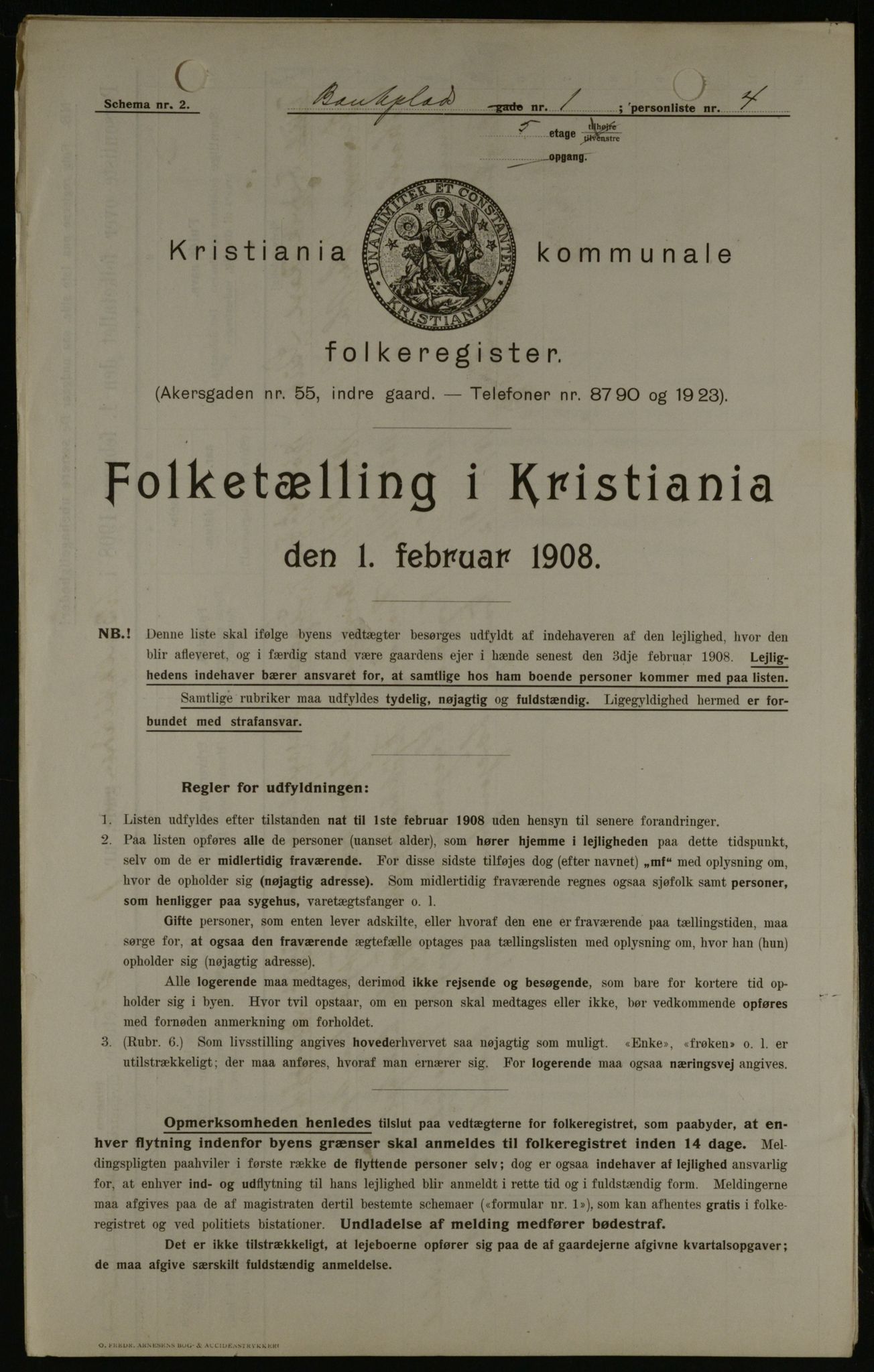 OBA, Kommunal folketelling 1.2.1908 for Kristiania kjøpstad, 1908, s. 3331