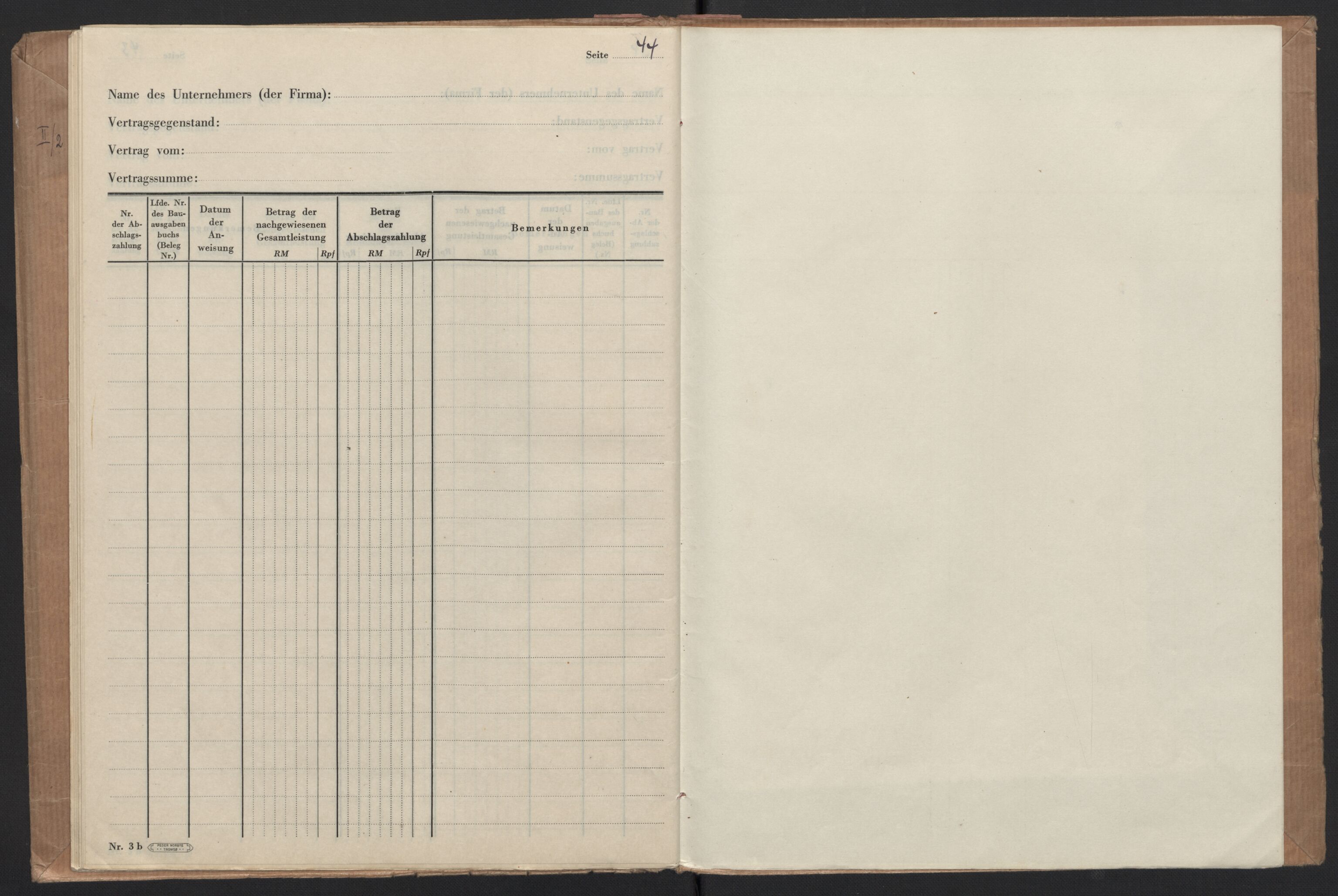 Tyske arkiver, Organisation Todt (OT), Einsatzgruppe Wiking, AV/RA-RAFA-2188/2/F/Fg/Fgb/L0005: Bltg. L.W. Bardufoss: Diverse regnskapsbøker, 1940