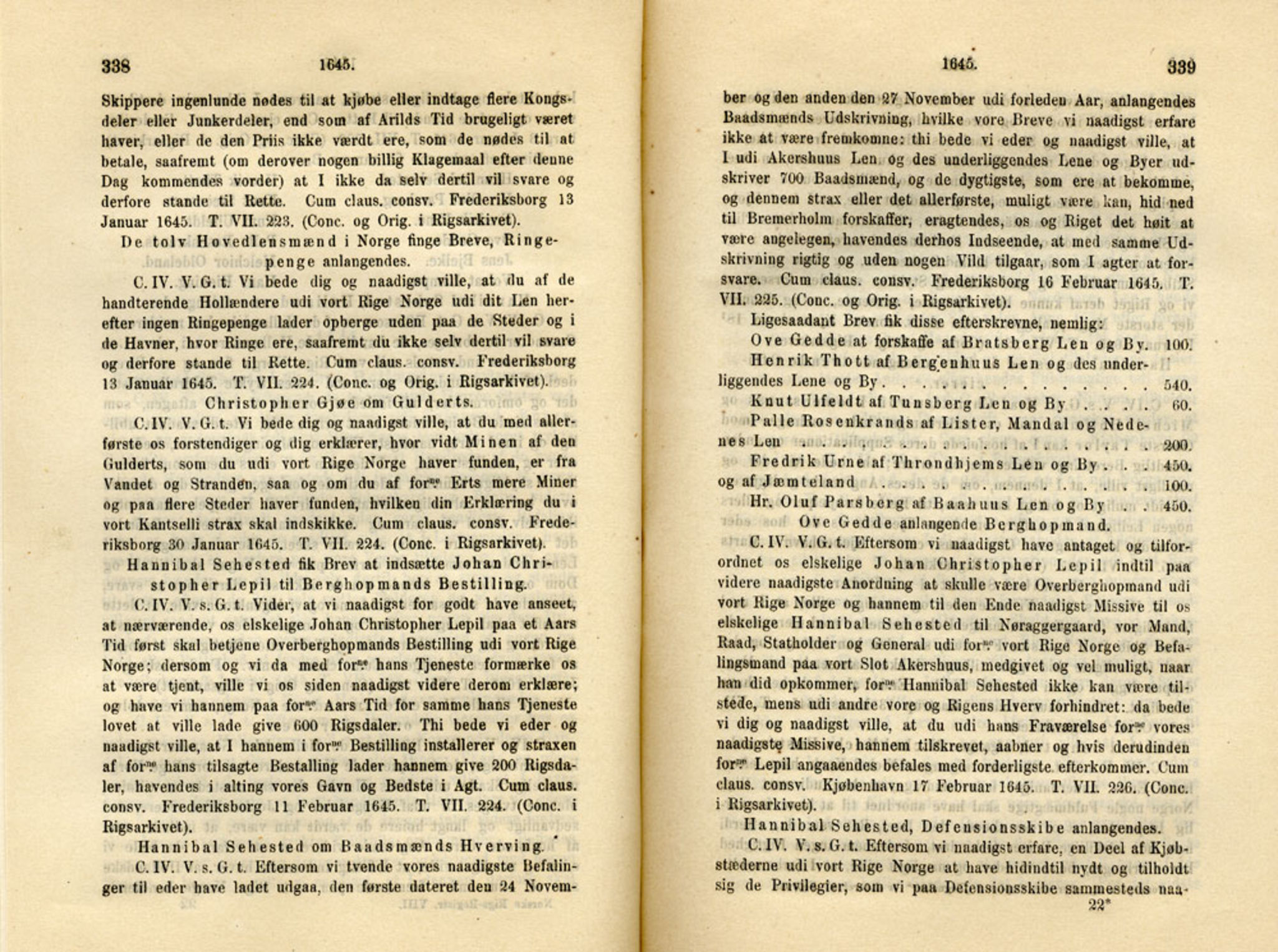Publikasjoner utgitt av Det Norske Historiske Kildeskriftfond, PUBL/-/-/-: Norske Rigs-Registranter, bind 8, 1641-1648, s. 338-339