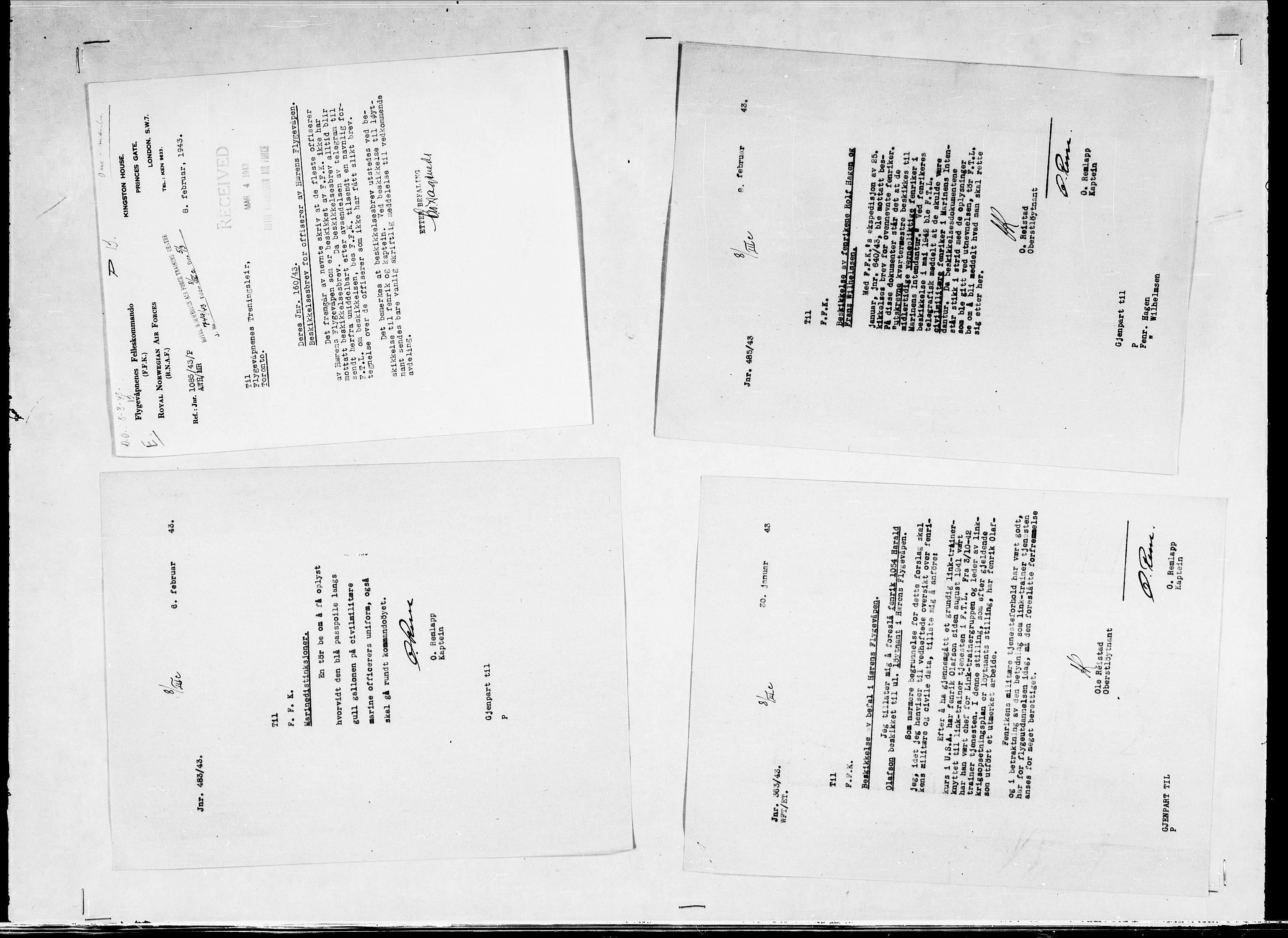 Forsvaret, Flyvåpnenes treningsleir 1940-1945, AV/RA-RAFA-3974/V/L0038: Ekspedisjonskontoret. 8. Personellkontoret, 1940-1945