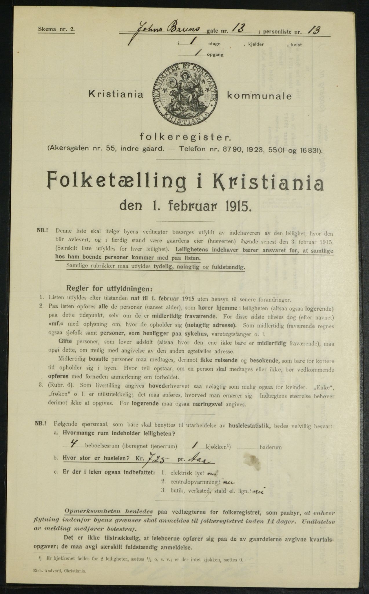 OBA, Kommunal folketelling 1.2.1915 for Kristiania, 1915, s. 46697