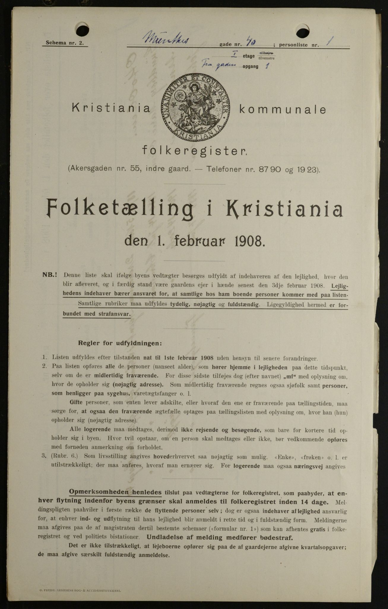 OBA, Kommunal folketelling 1.2.1908 for Kristiania kjøpstad, 1908, s. 61066