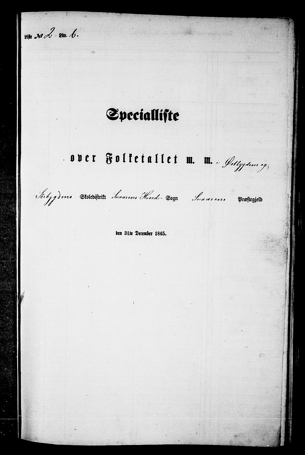 RA, Folketelling 1865 for 1736P Snåsa prestegjeld, 1865, s. 45